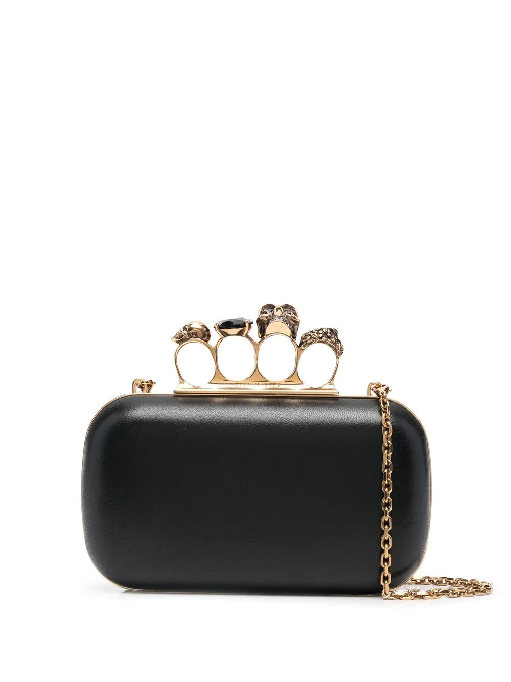 leather Skull Four-Ring clutch bag - 1