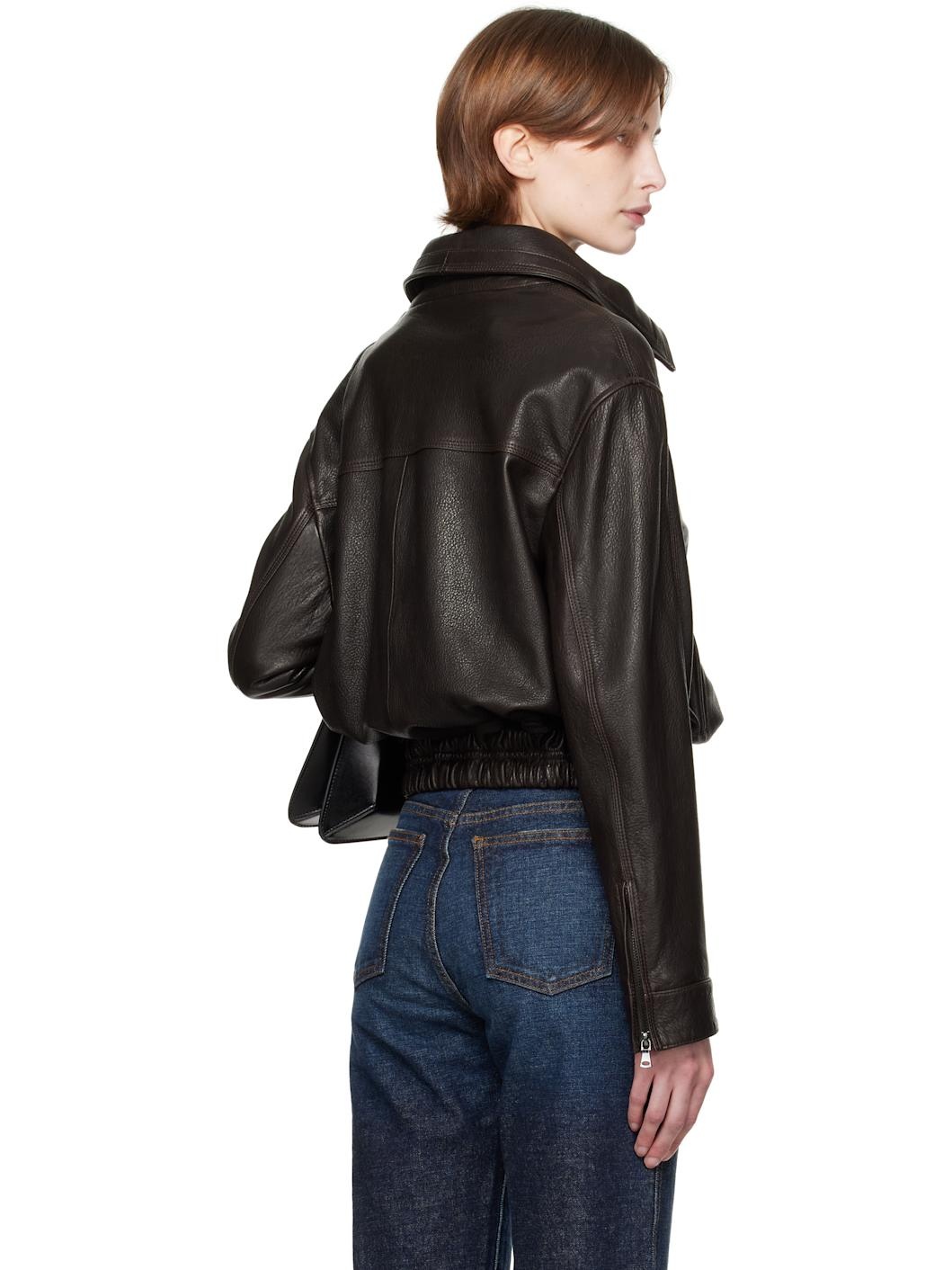 Brown Clint Utilitarian Leather Jacket - 3