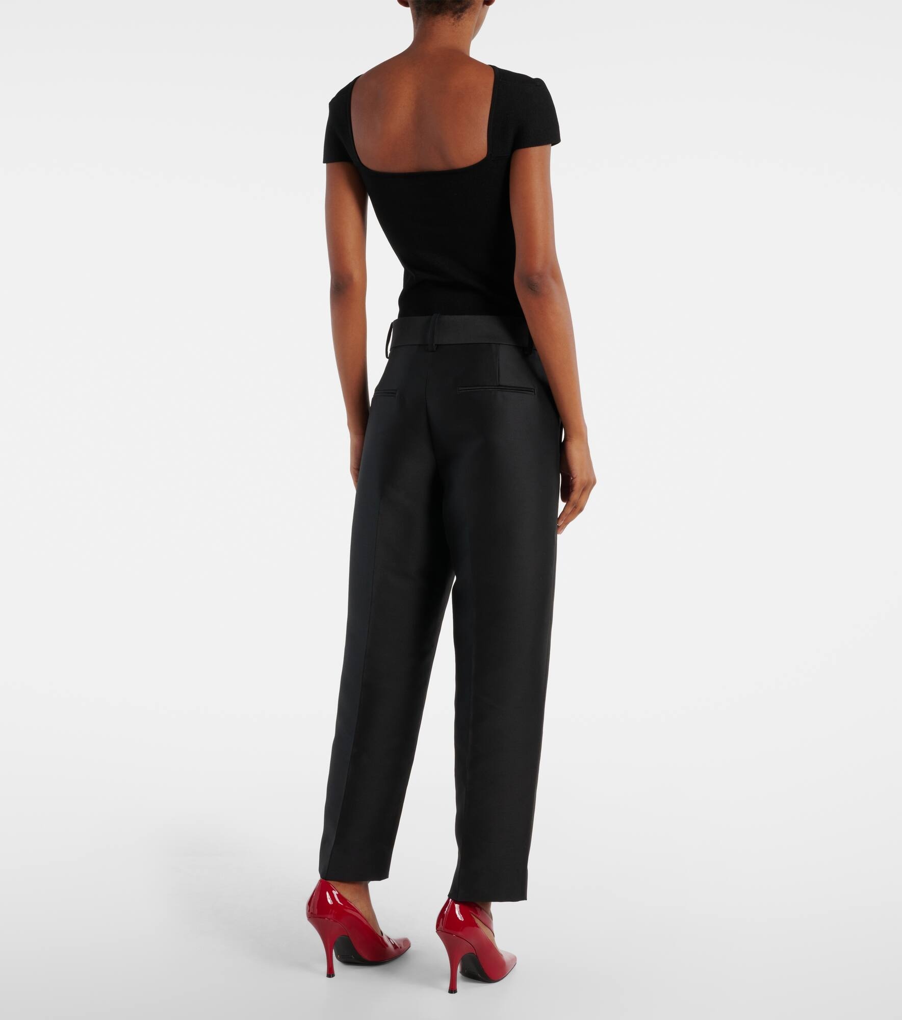 Cam wool and silk faille straight pants - 3