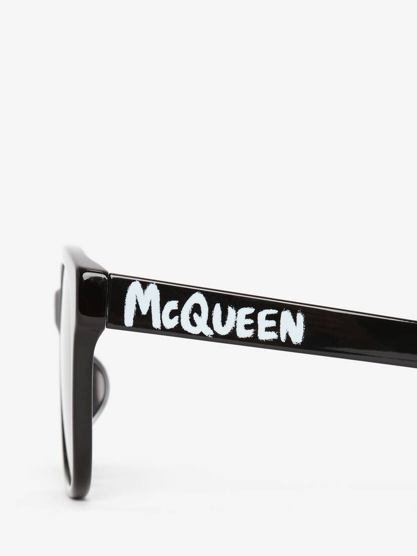 Mcqueen Graffiti Square Sunglasses in Black/white - 4