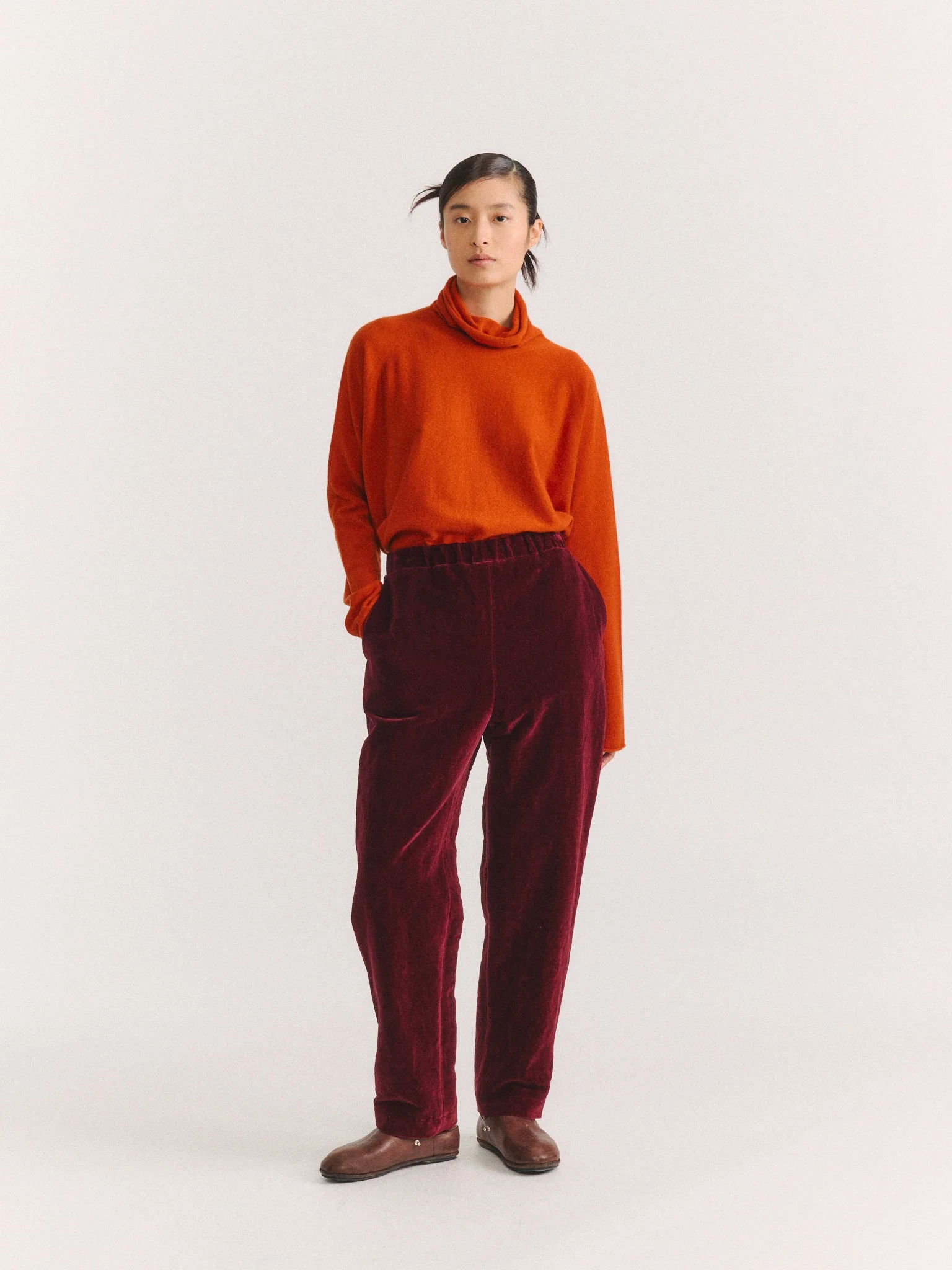 LONG CHASSE PANT - MID VELVET - PRUNE - 1