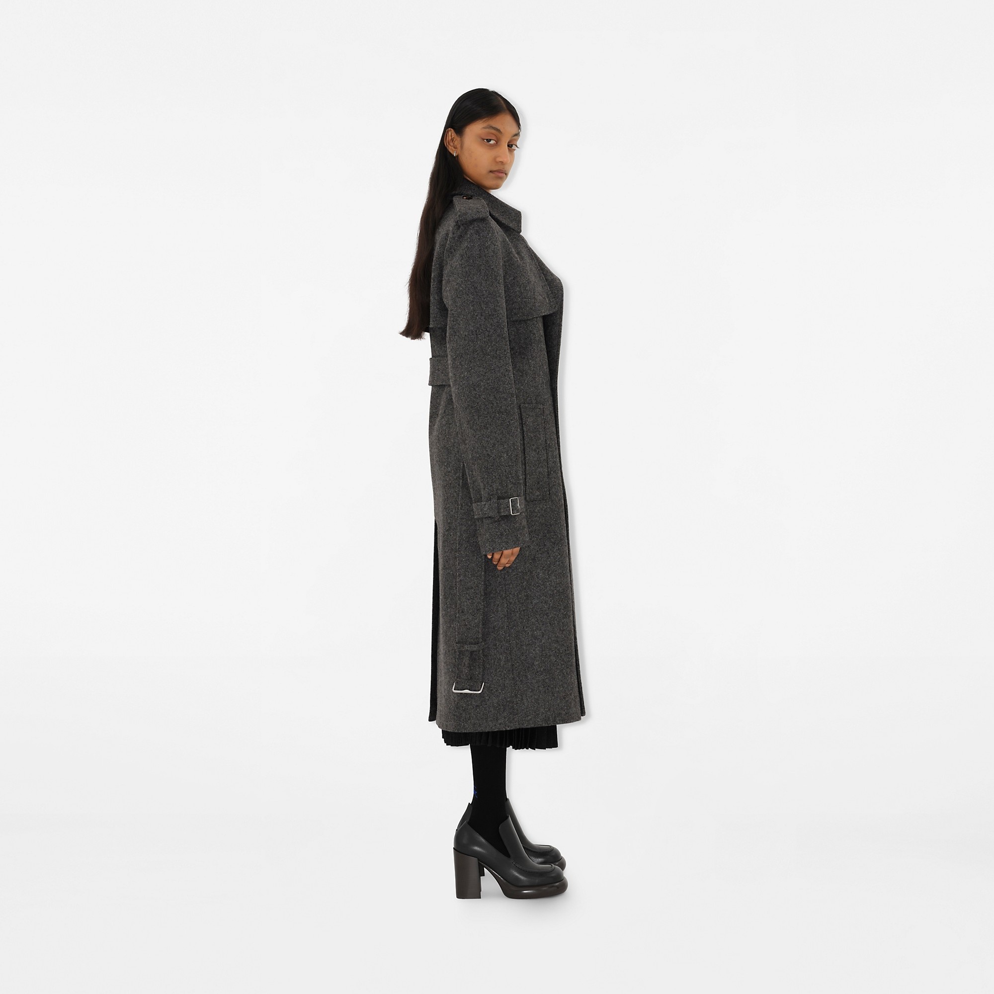 Long Wool Trench Coat - 3