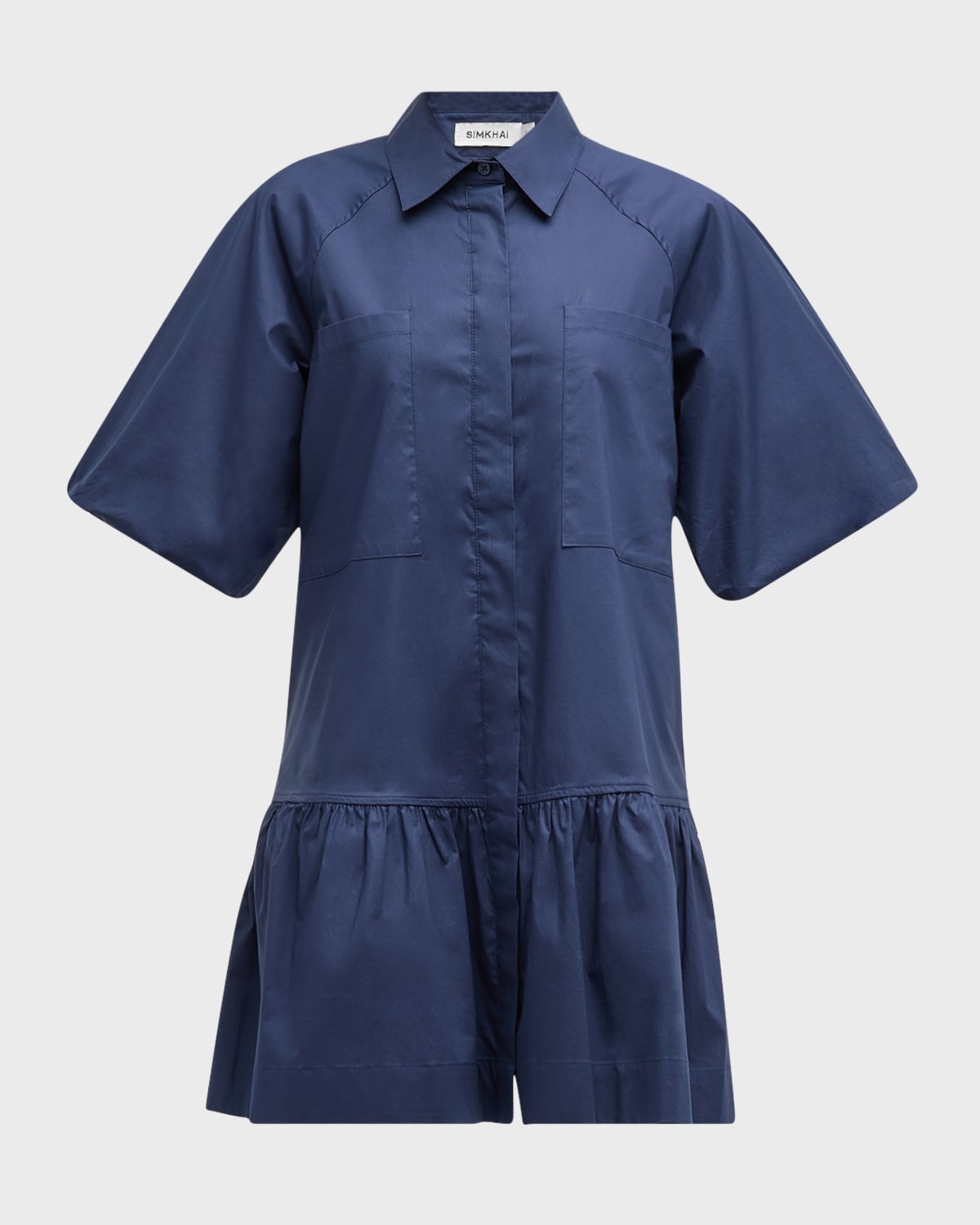 Crissy Puff-Sleeve Cotton Poplin Mini Shirtdress - 1