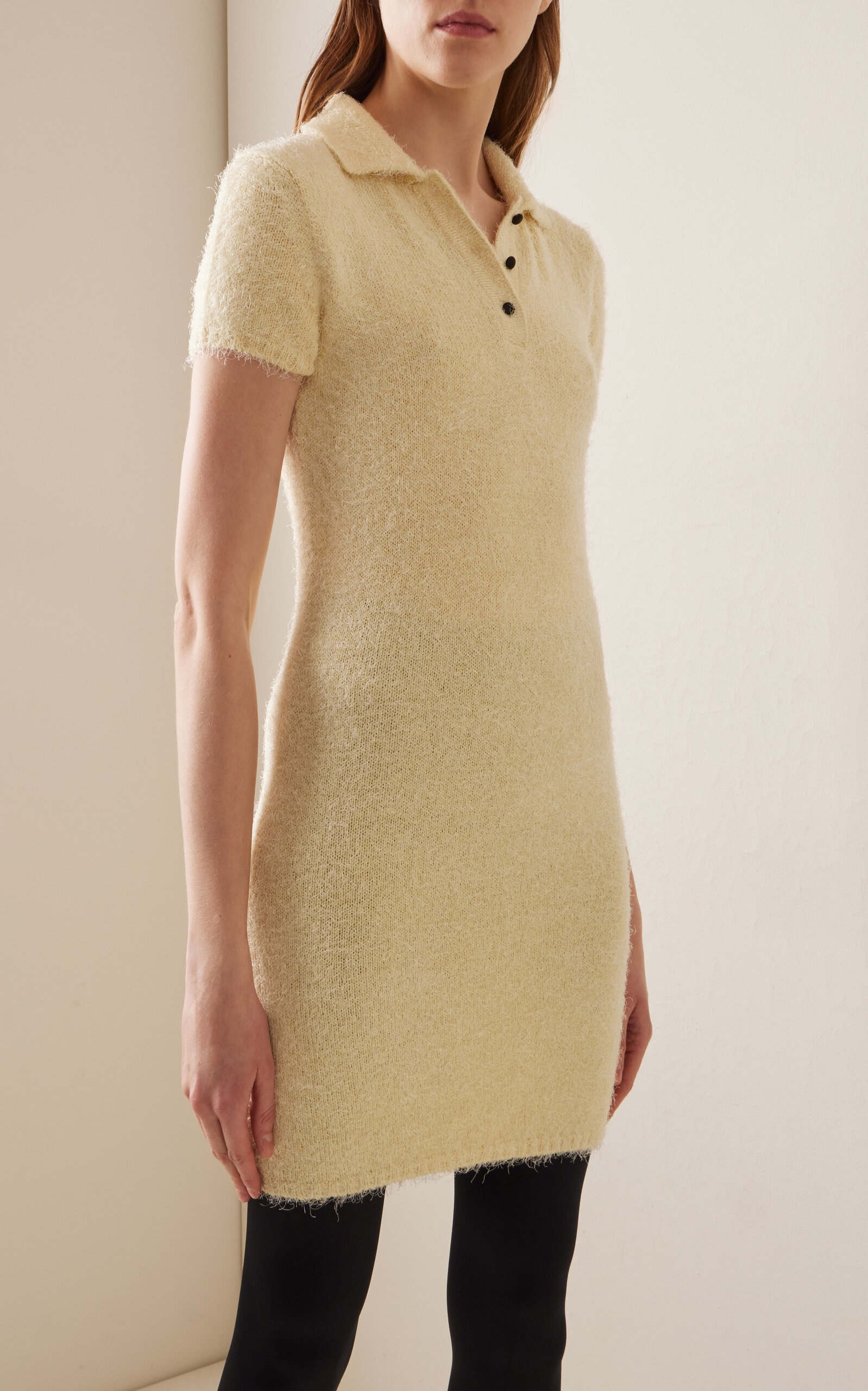 Graciela Knit Silk-Cashmere Polo Mini Dress yellow - 3