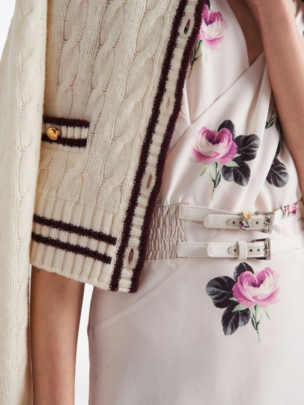 floral-print sablÃ© midi dress - 6