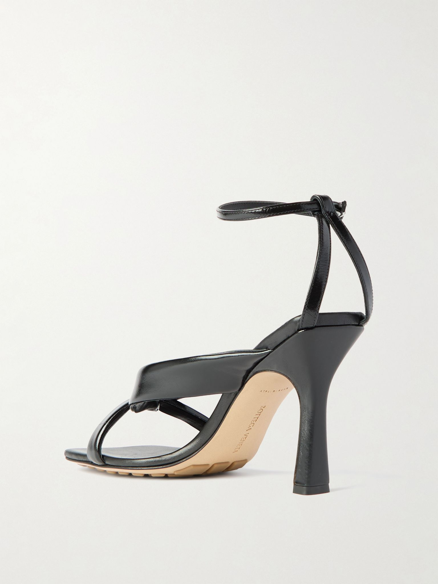 Riva padded glossed-leather sandals Black - 3