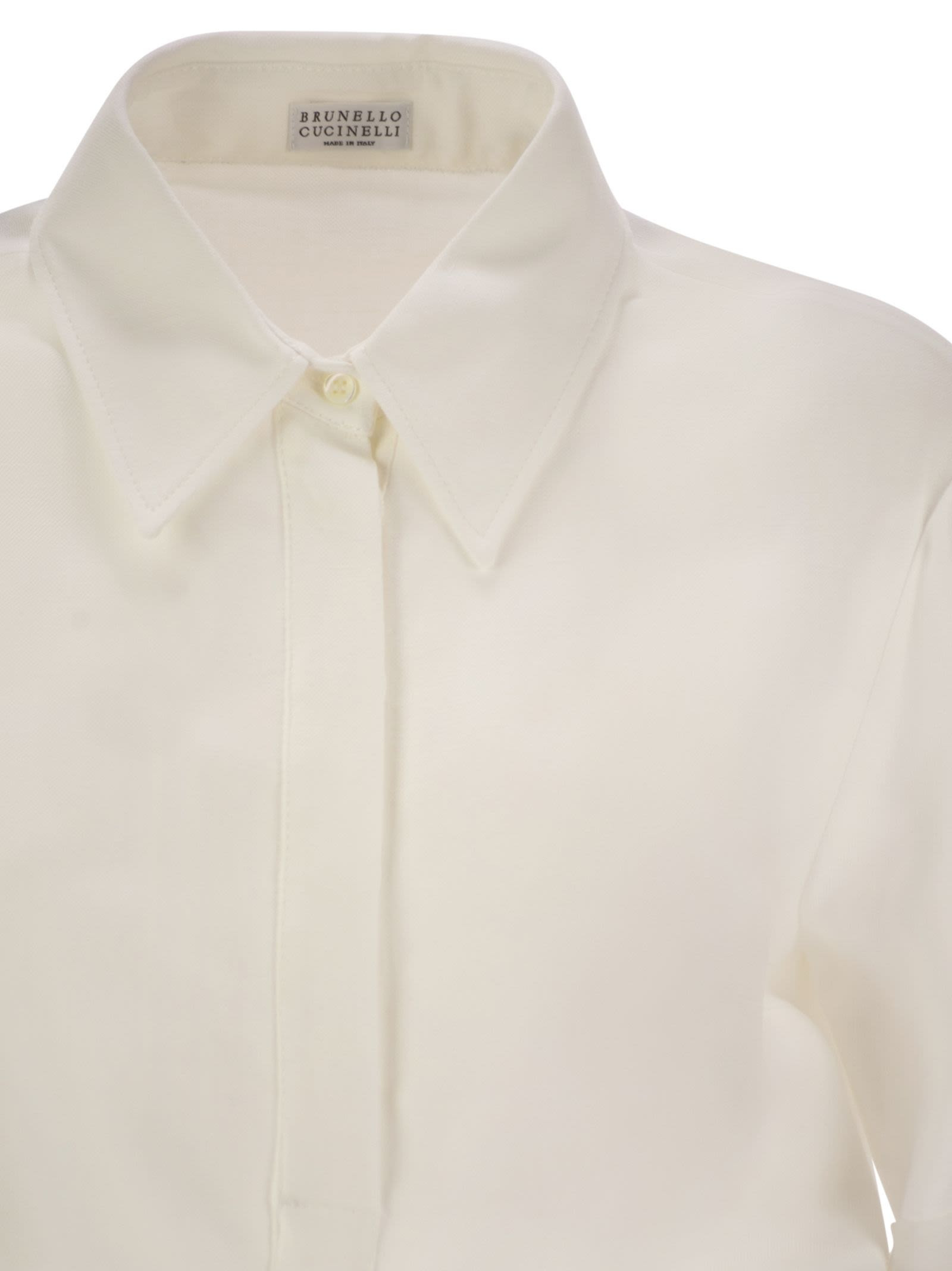 Brunello Cucinelli Women Fluid Viscose And Linen Twill Dress With Necklace - 4