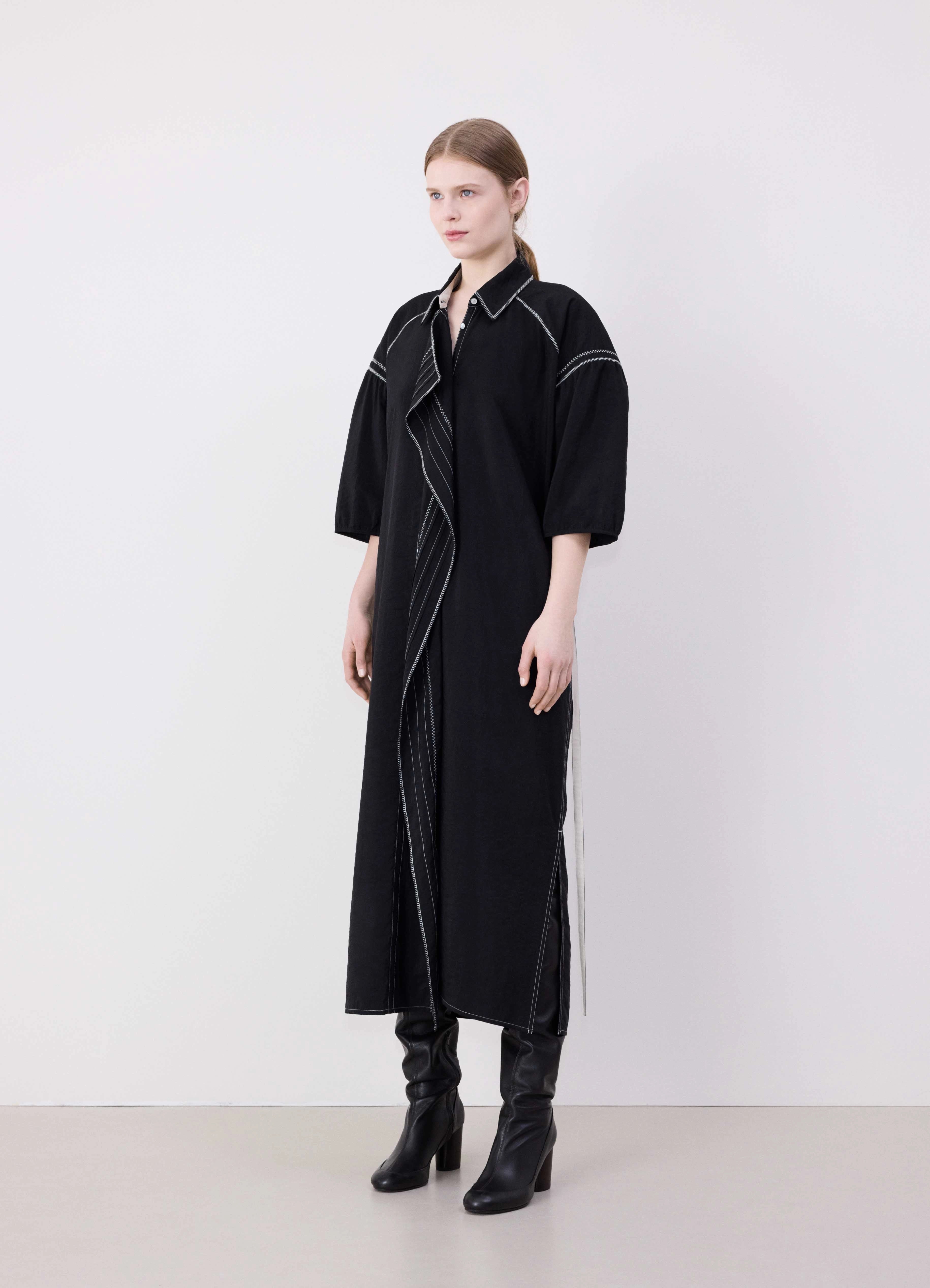 EMBROIDERED ASYMETRICAL SHIRT DRESS - 1