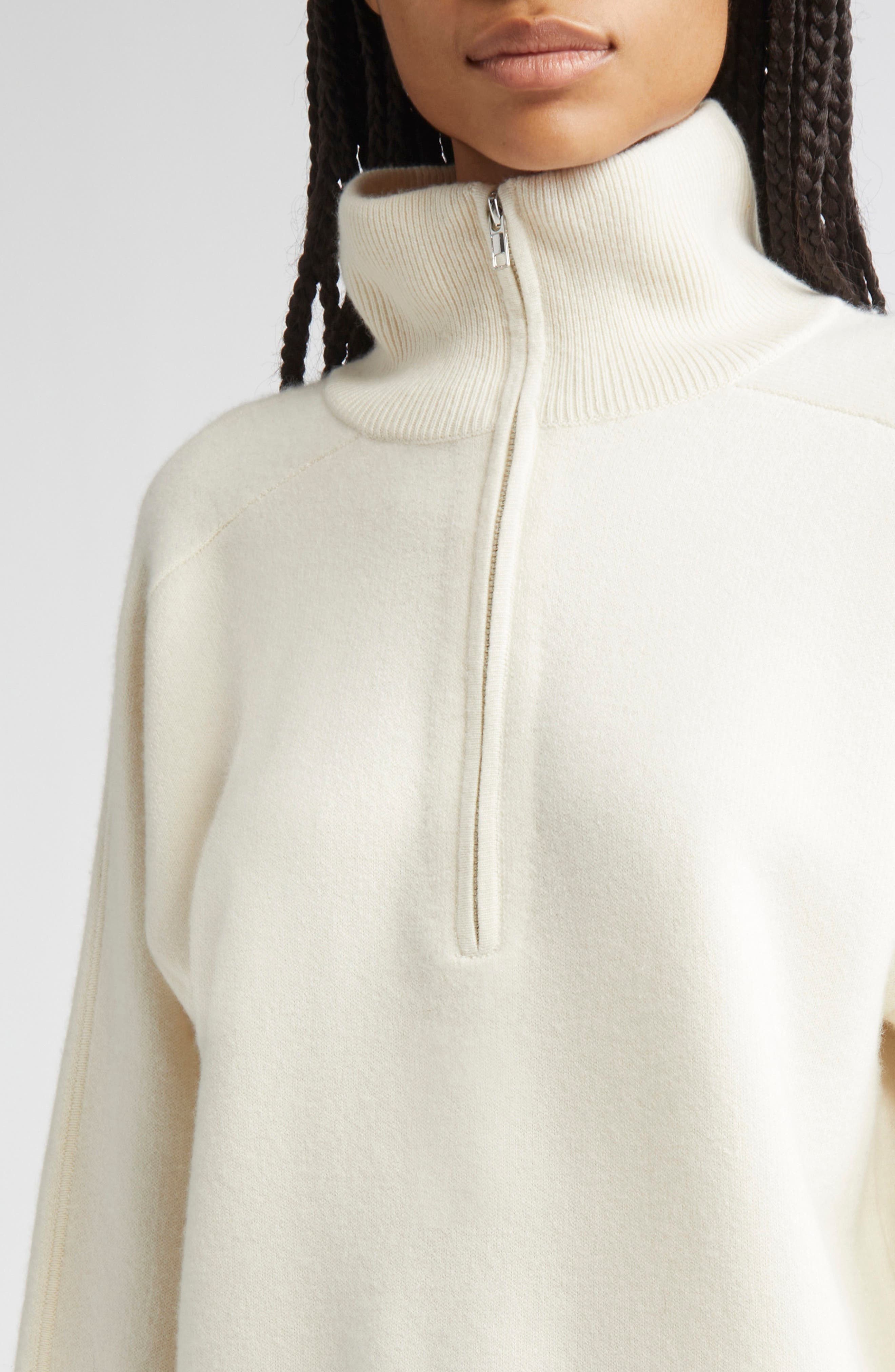 LOULOU DE SAISON Dries Stand Collar Cashmere Half Zip Sweater in Ivory at Nordstrom - 5