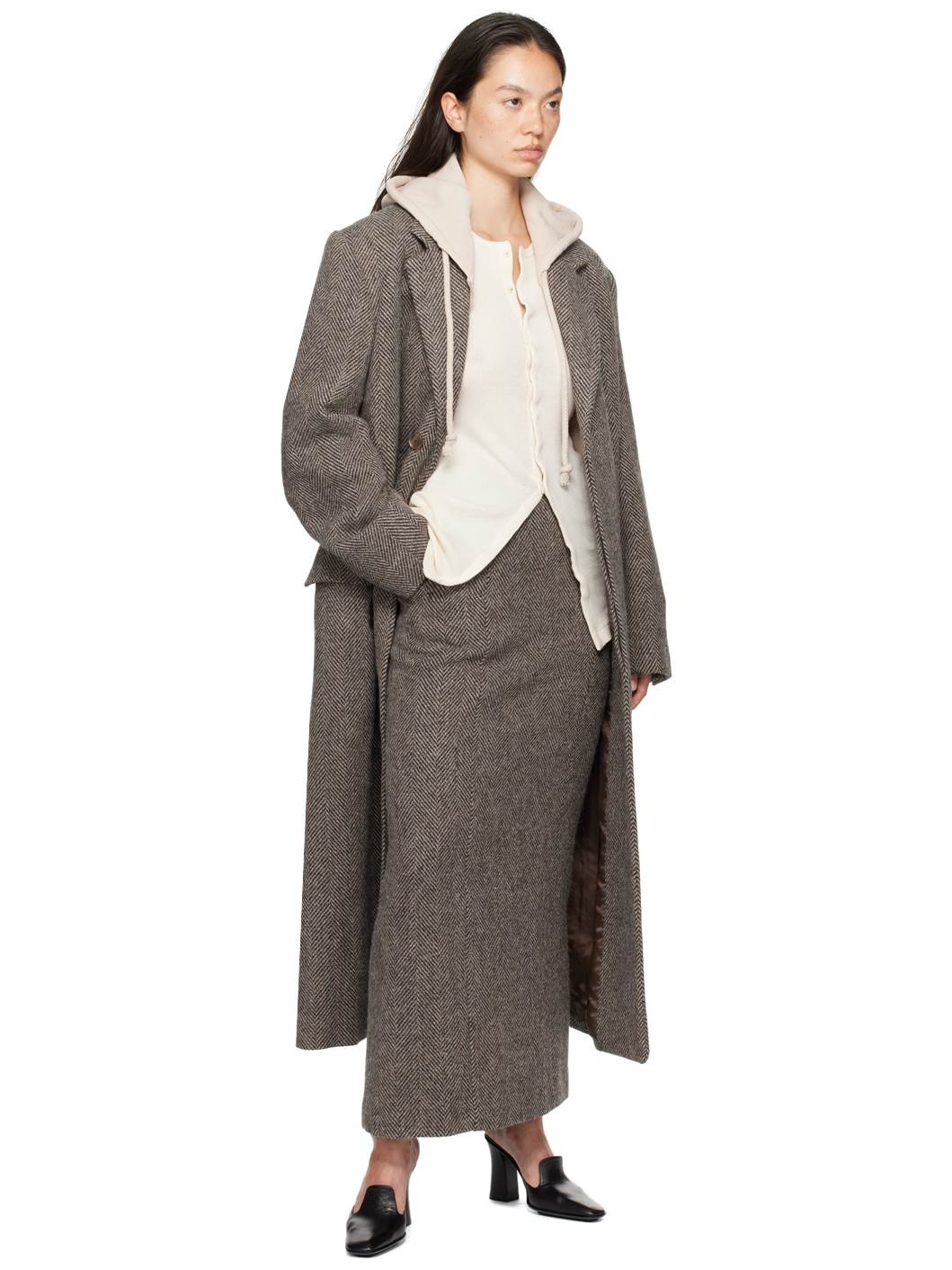 AURALEE WOOL TWEED CHESTERFIELD COAT（AURALEE Brown Lama Shetland 