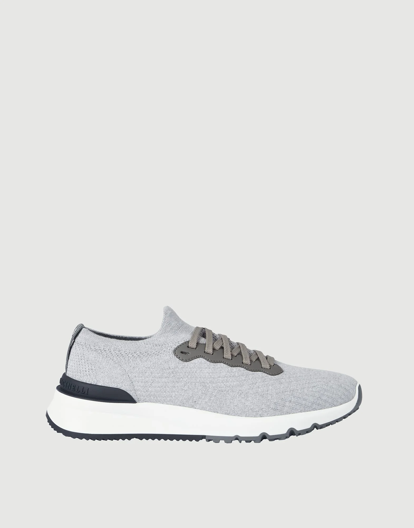 Cotton knit and semi-polished calfskin runners - 1