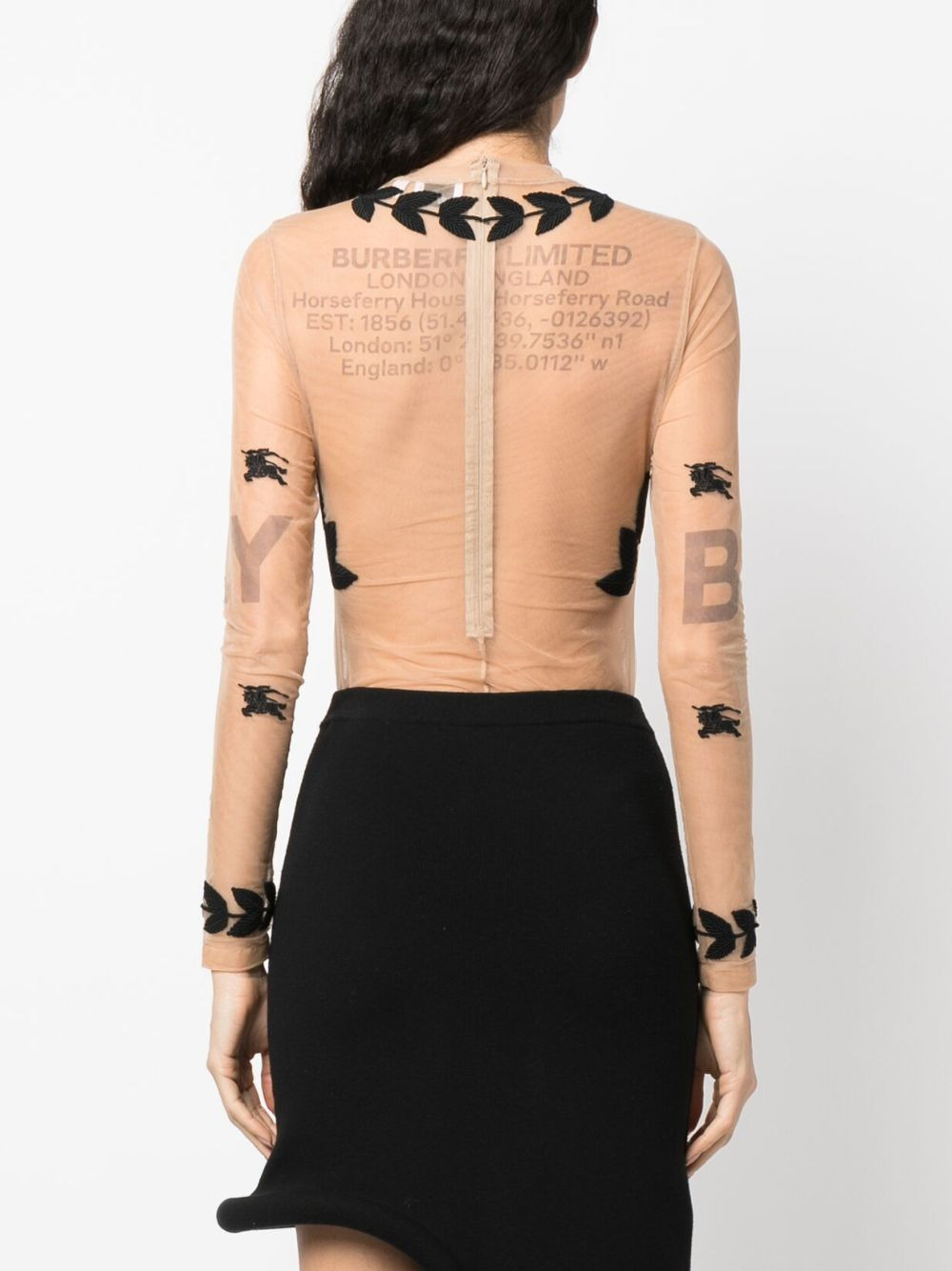 EKD embroidered stretch tulle bodysuit - 4