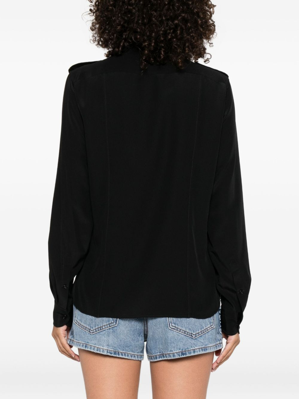 point-collar silk shirt - 4