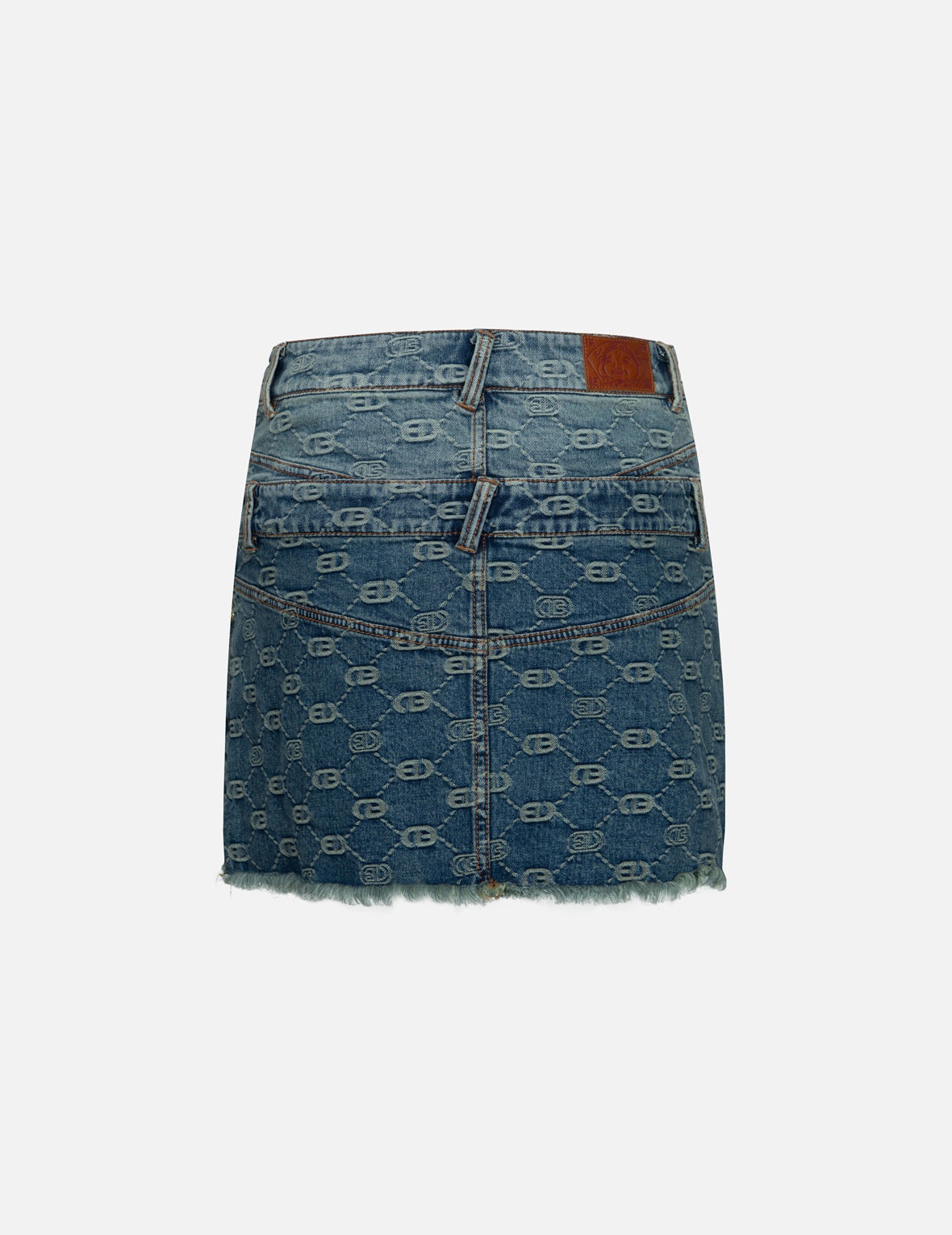 2-IN-1 ALLOVER LOGO JACQUARD REGULAR FIT DENIM SKIRT - 2