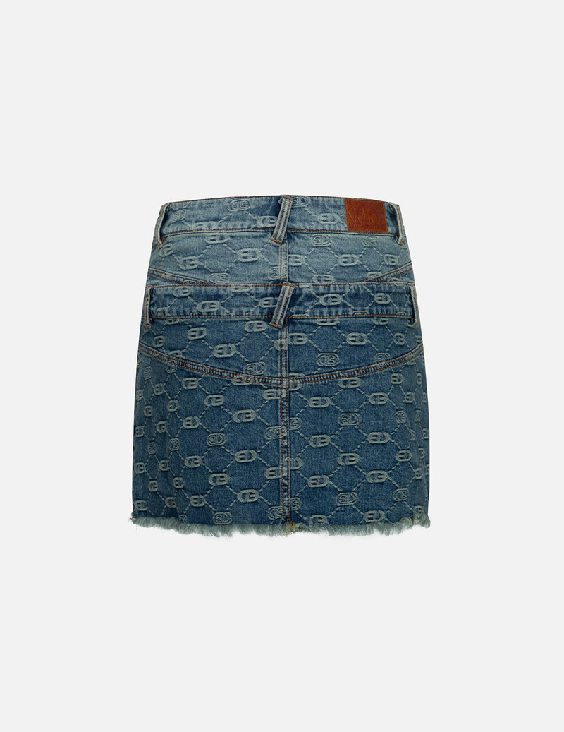 EVISU 2-IN-1 ALLOVER LOGO JACQUARD REGULAR FIT DENIM SKIRT outlook
