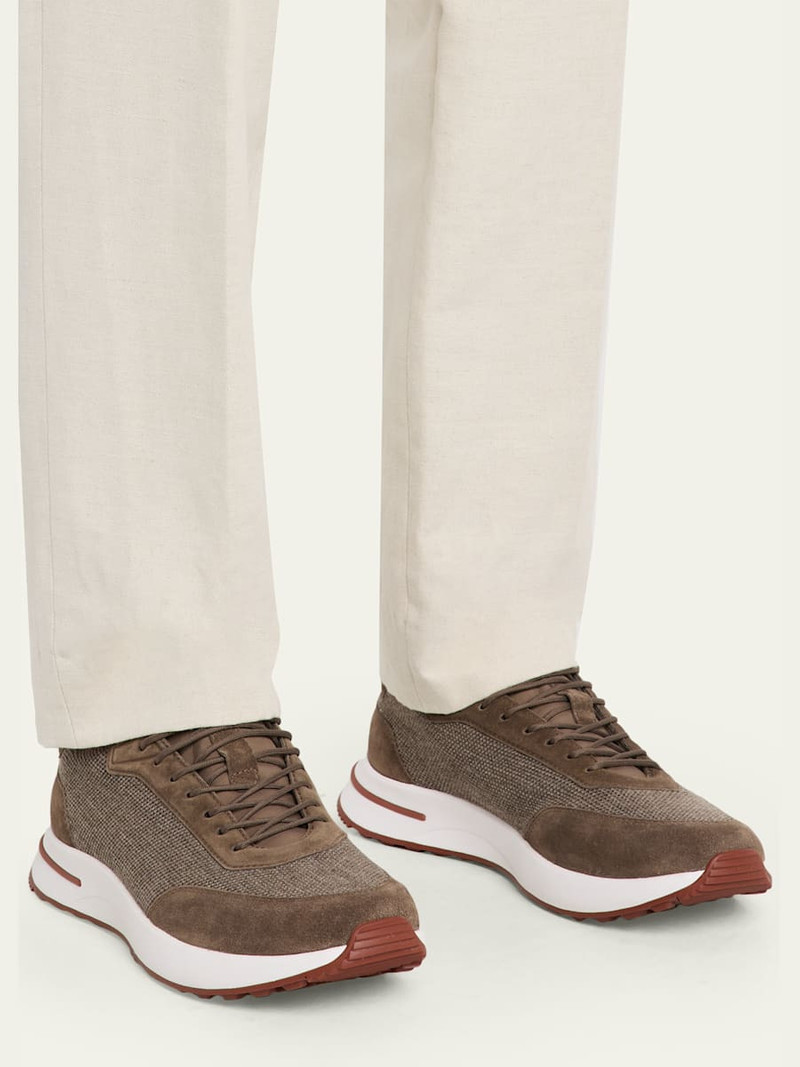 Loro Piana Men's Weekend Walk Technical Knit and Suede Sneakers outlook