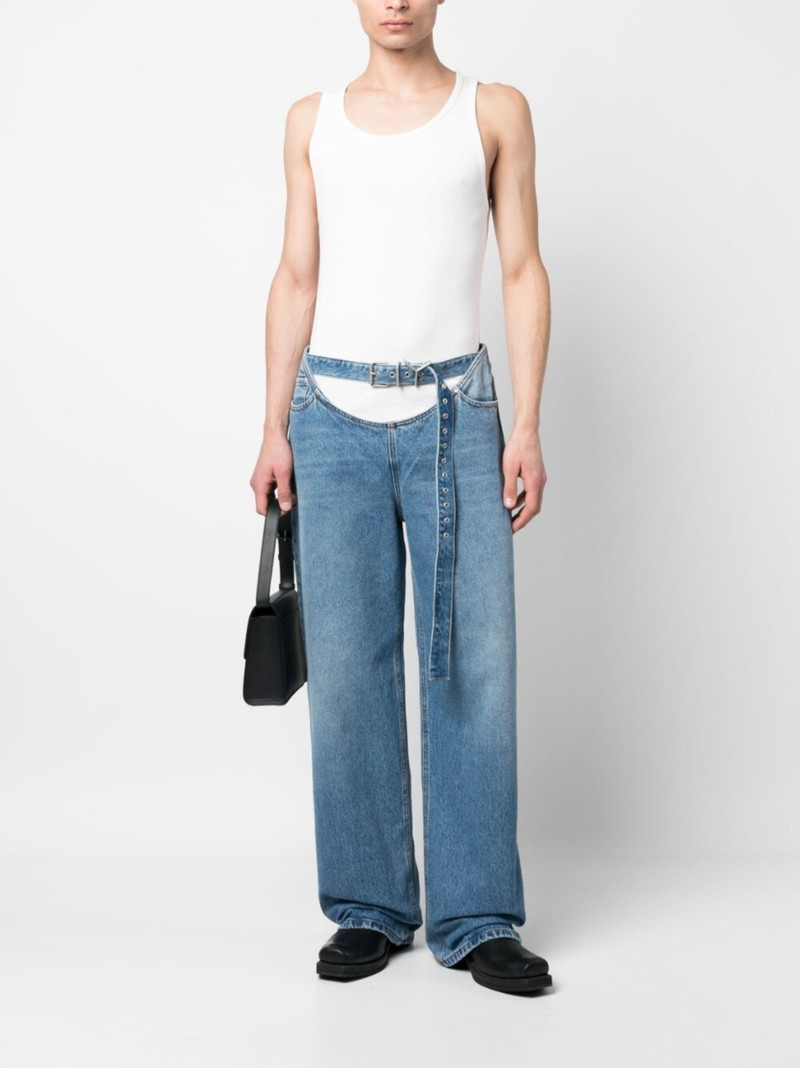 Y/Project belted-waist denim jeans outlook