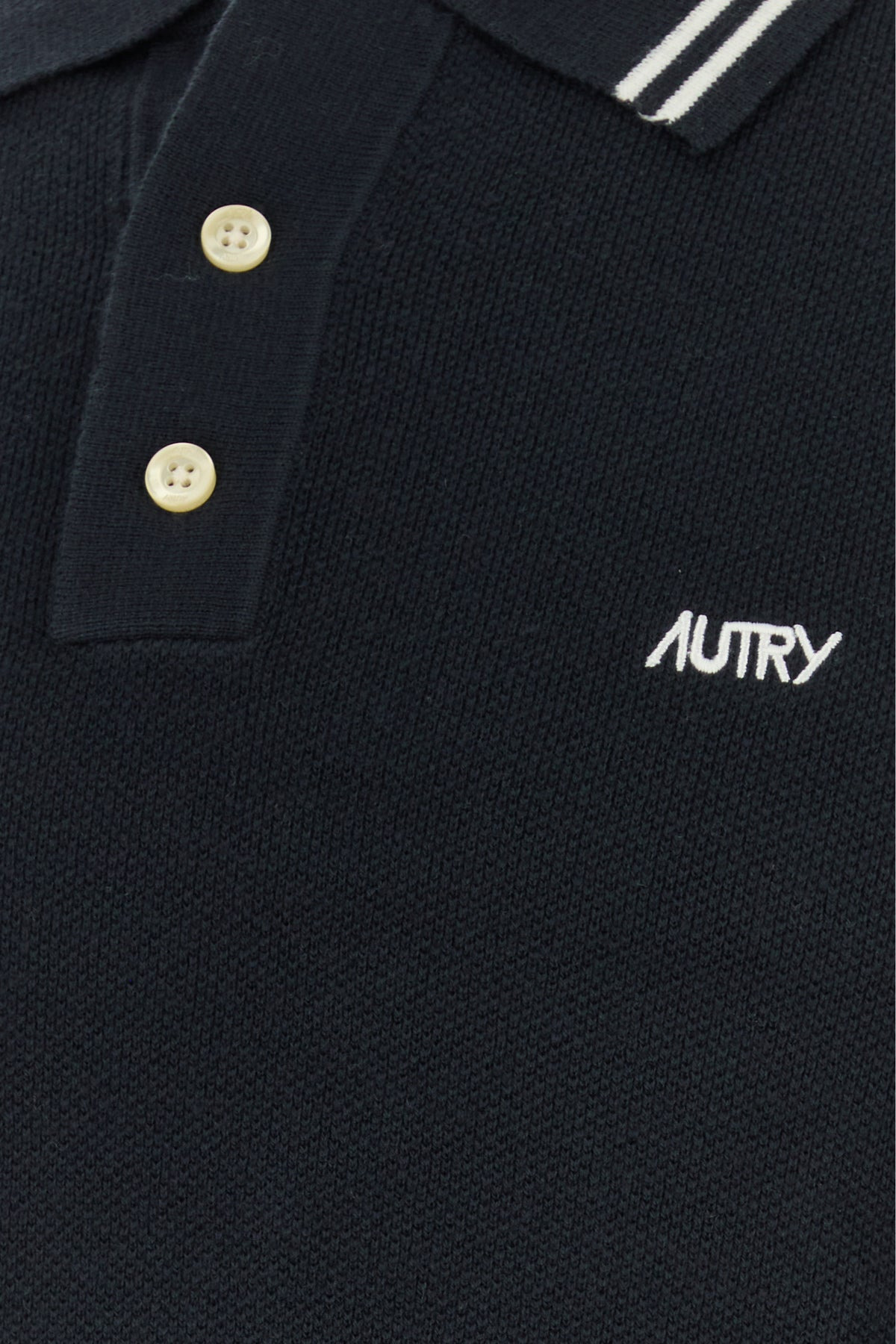 Blue knit polo shirt - 3