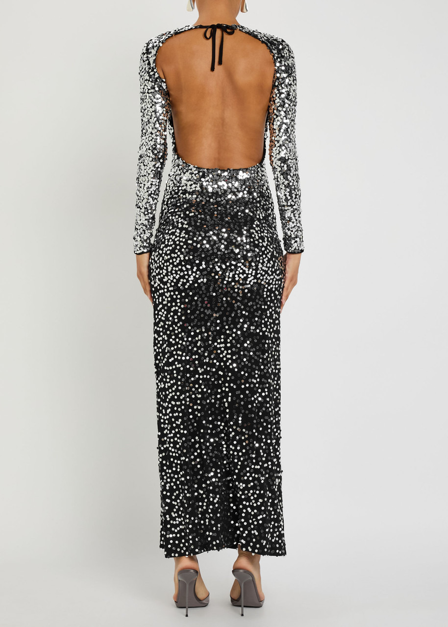 Rabanne Sequin-embellished Chiffon Maxi Dress - 3
