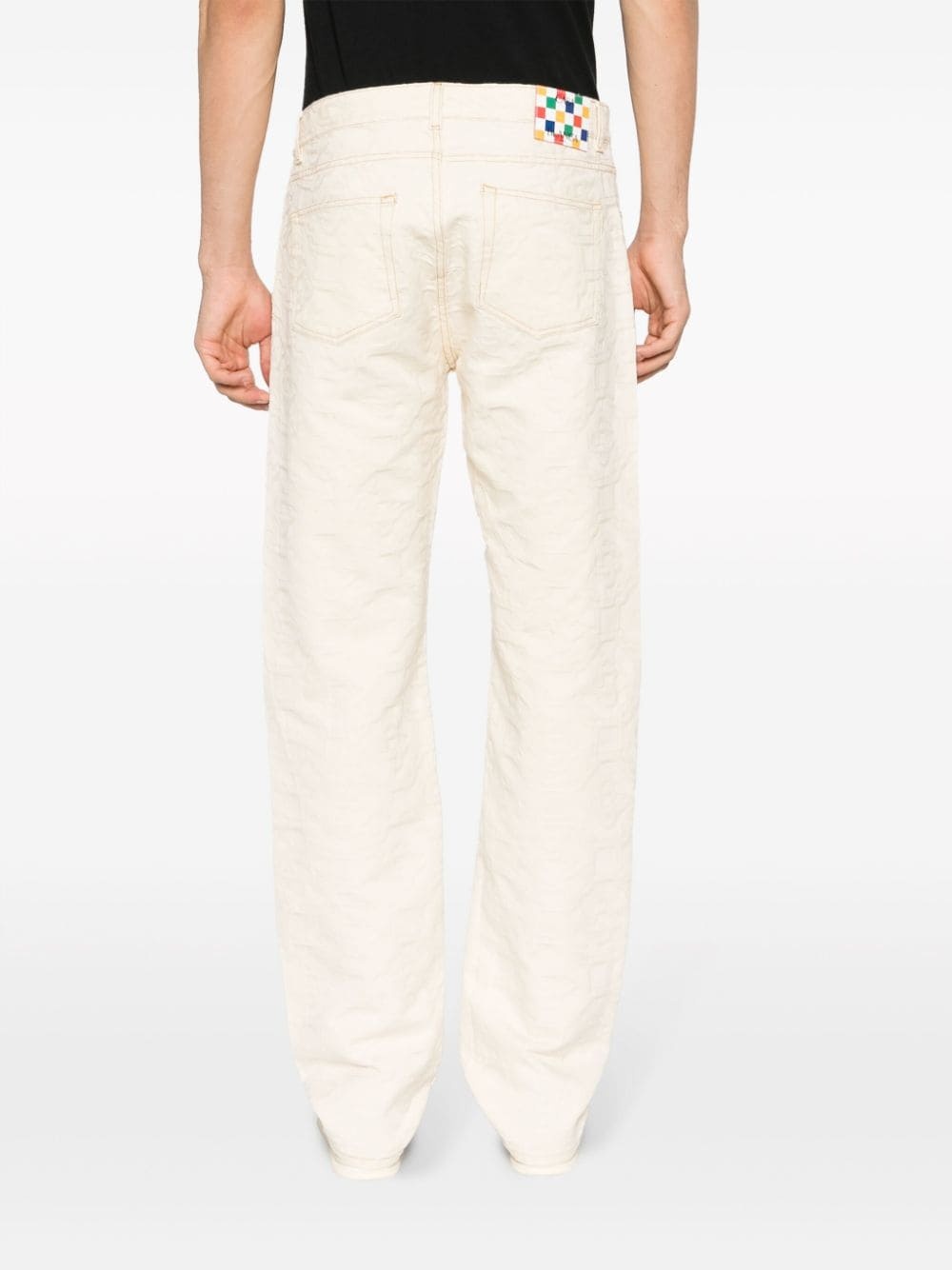 monogram-jacquard straight-leg jeans - 4