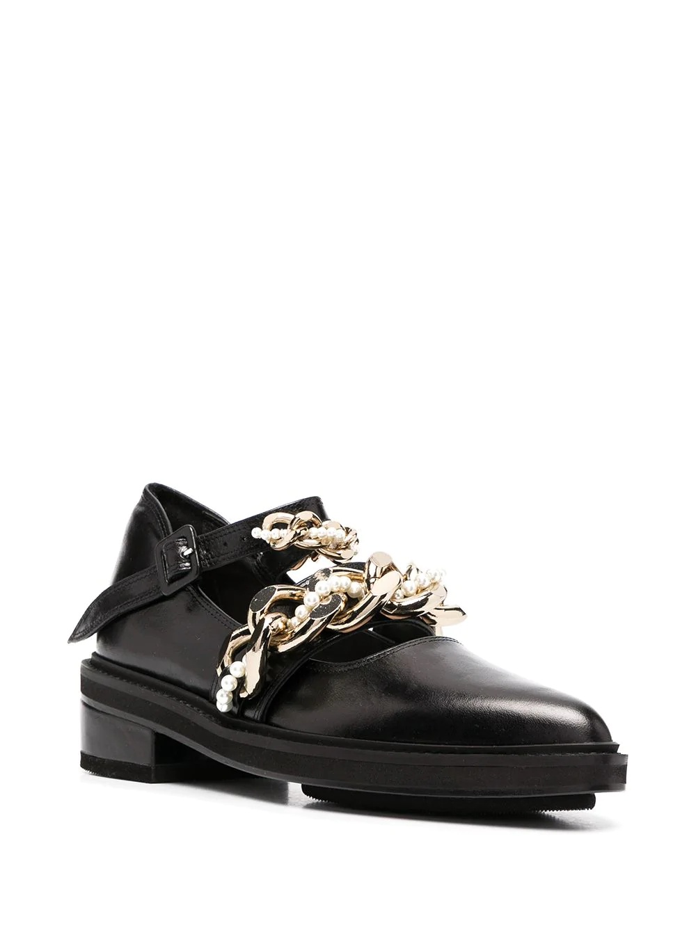 chain-link pointed toe loafers - 2