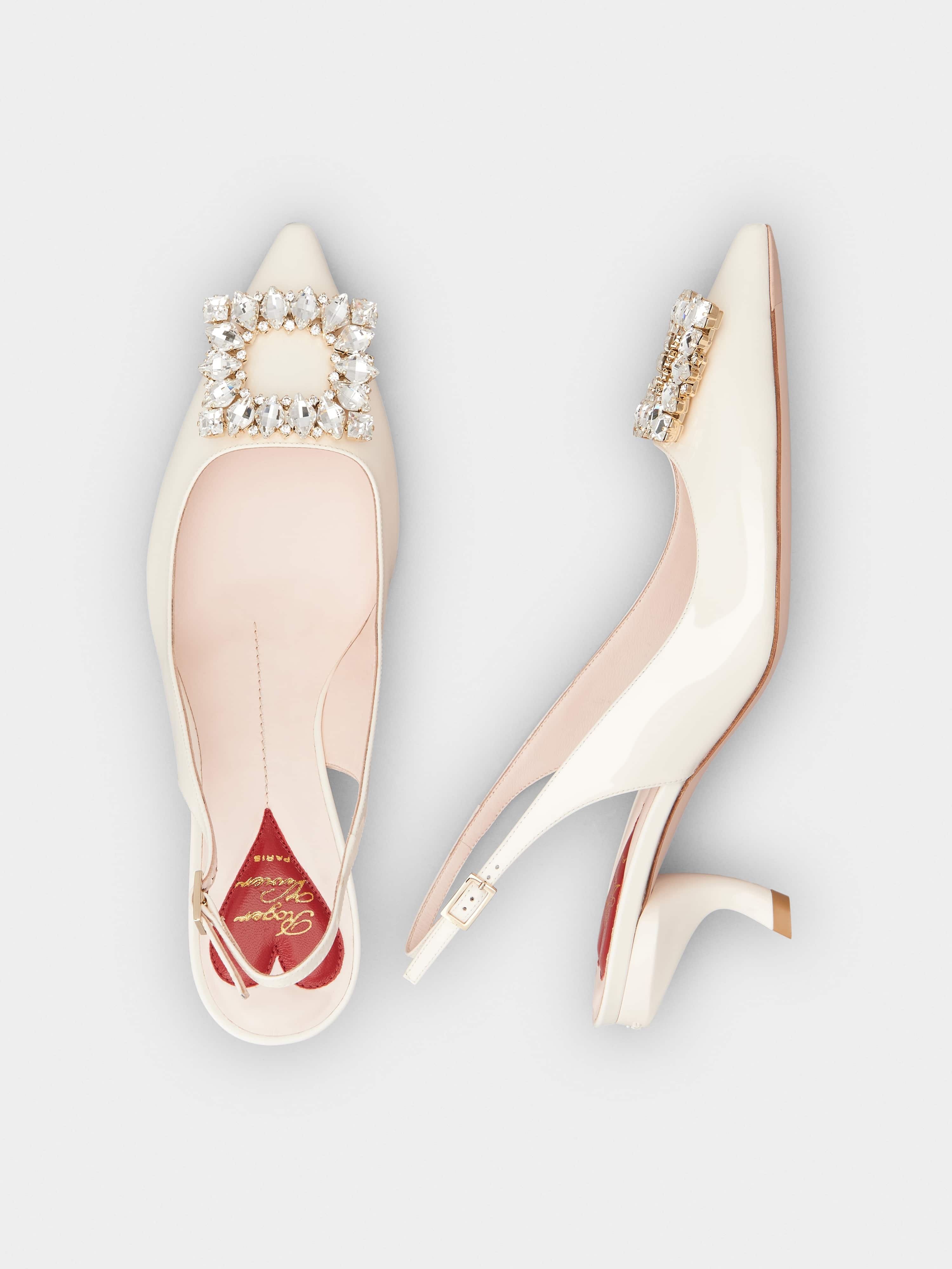 Virgule Strass Buckle Slingback Pumps in Patent Leather - 4
