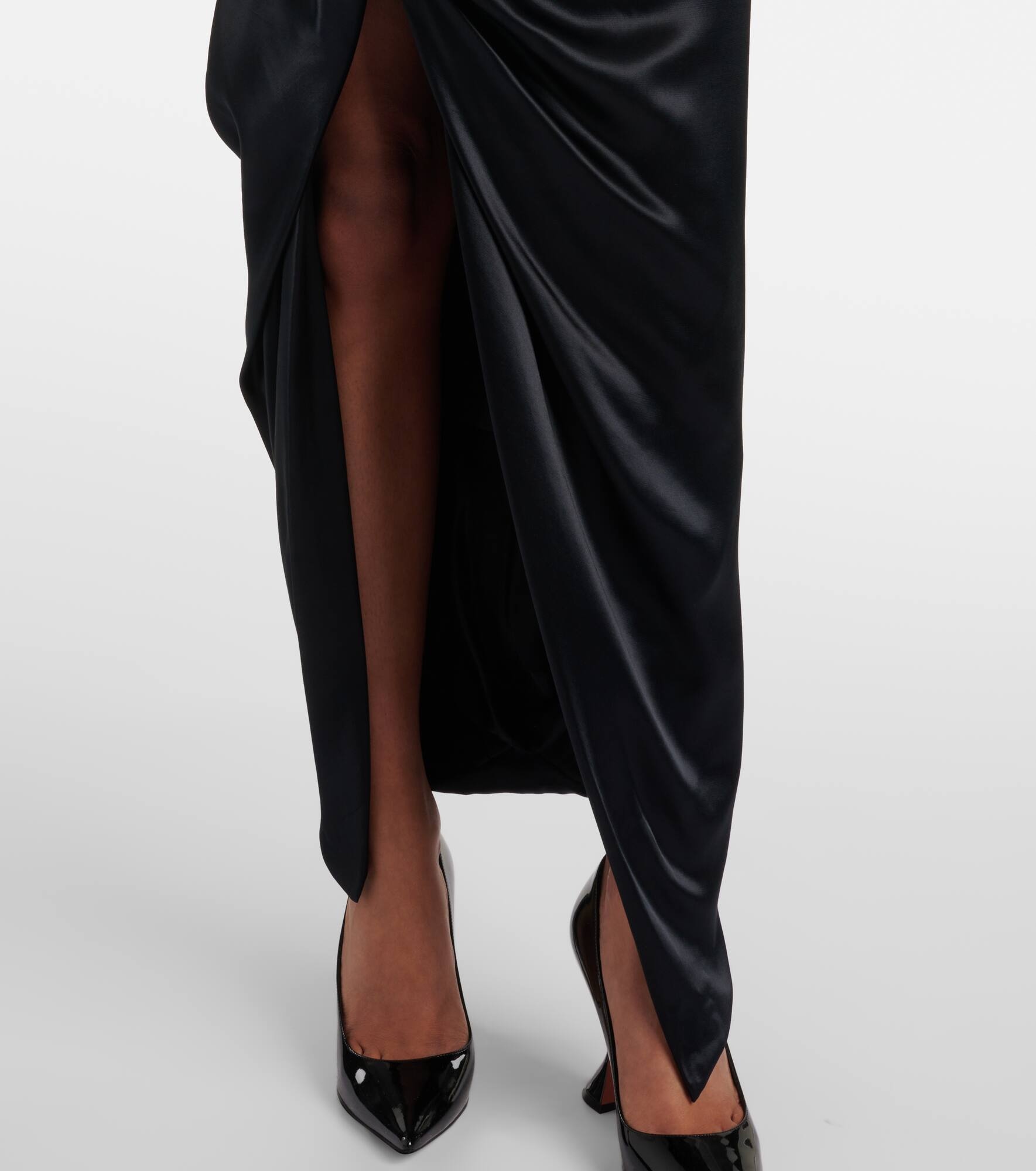 Gathered satin midi skirt - 5