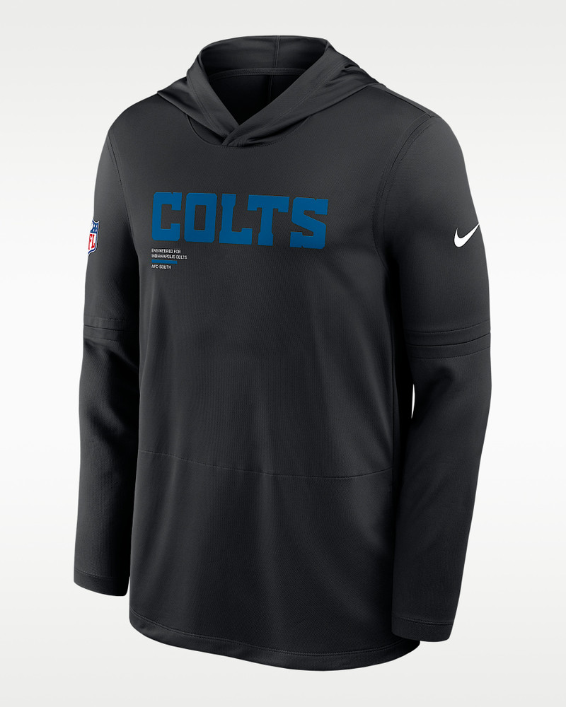 Indianapolis Colts Pure Fury Sideline Men's Nike Dri-FIT NFL Long-Sleeve Hooded Top 1