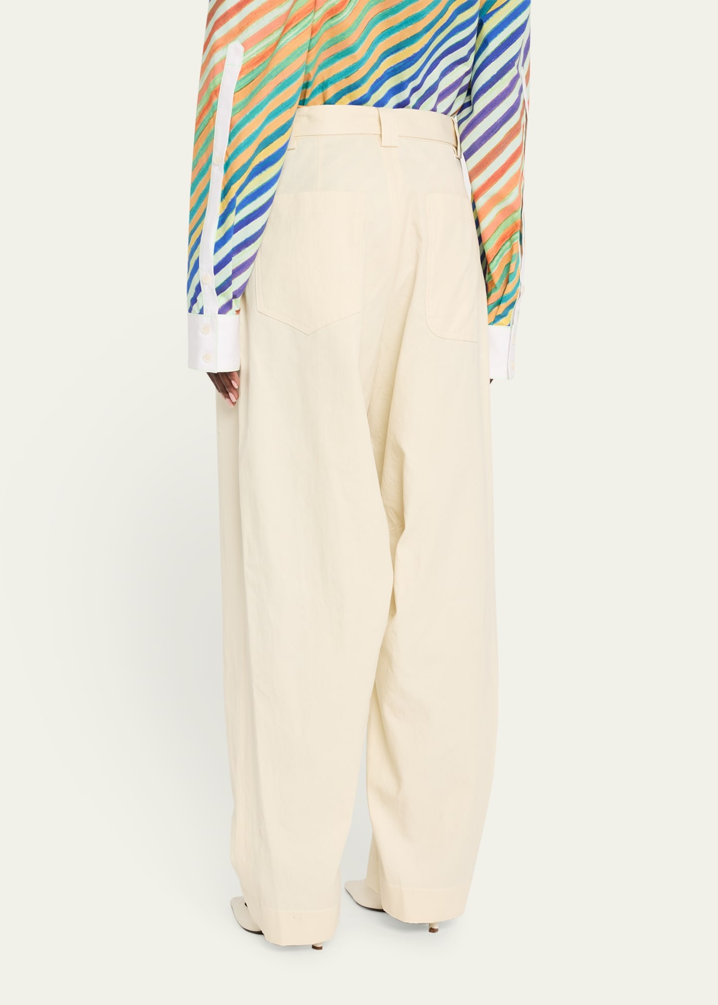 Patch-Pocket Barrel-Leg Belted Trousers - 3