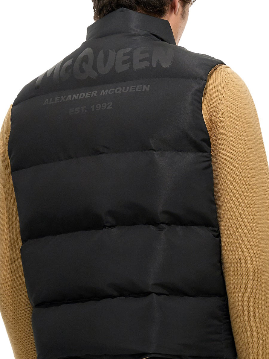Graffiti Logo Print Down Vest - 4
