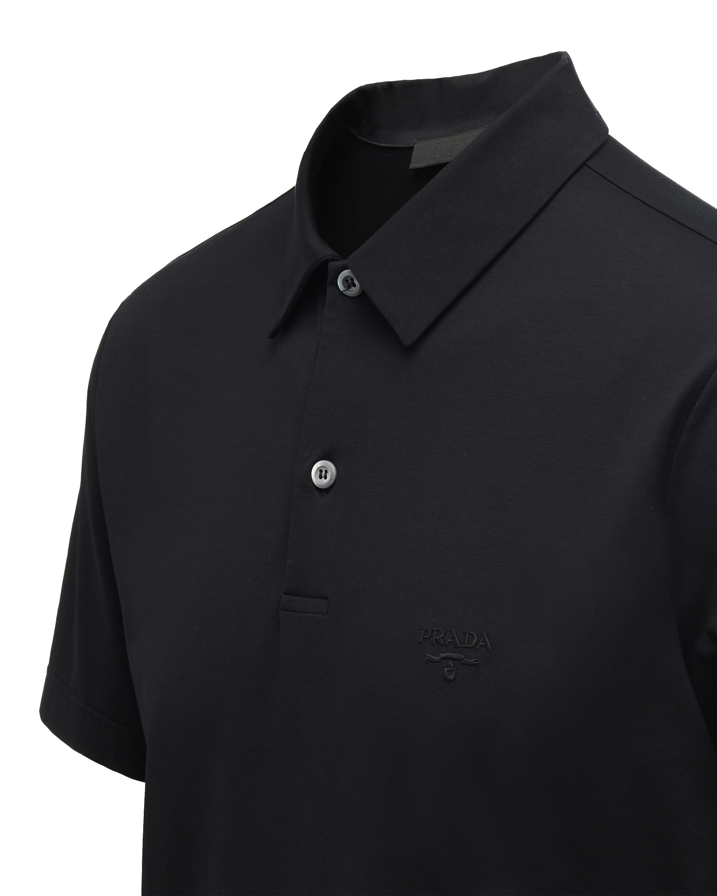 Stretch cotton polo shirt with embroidered logo - 2