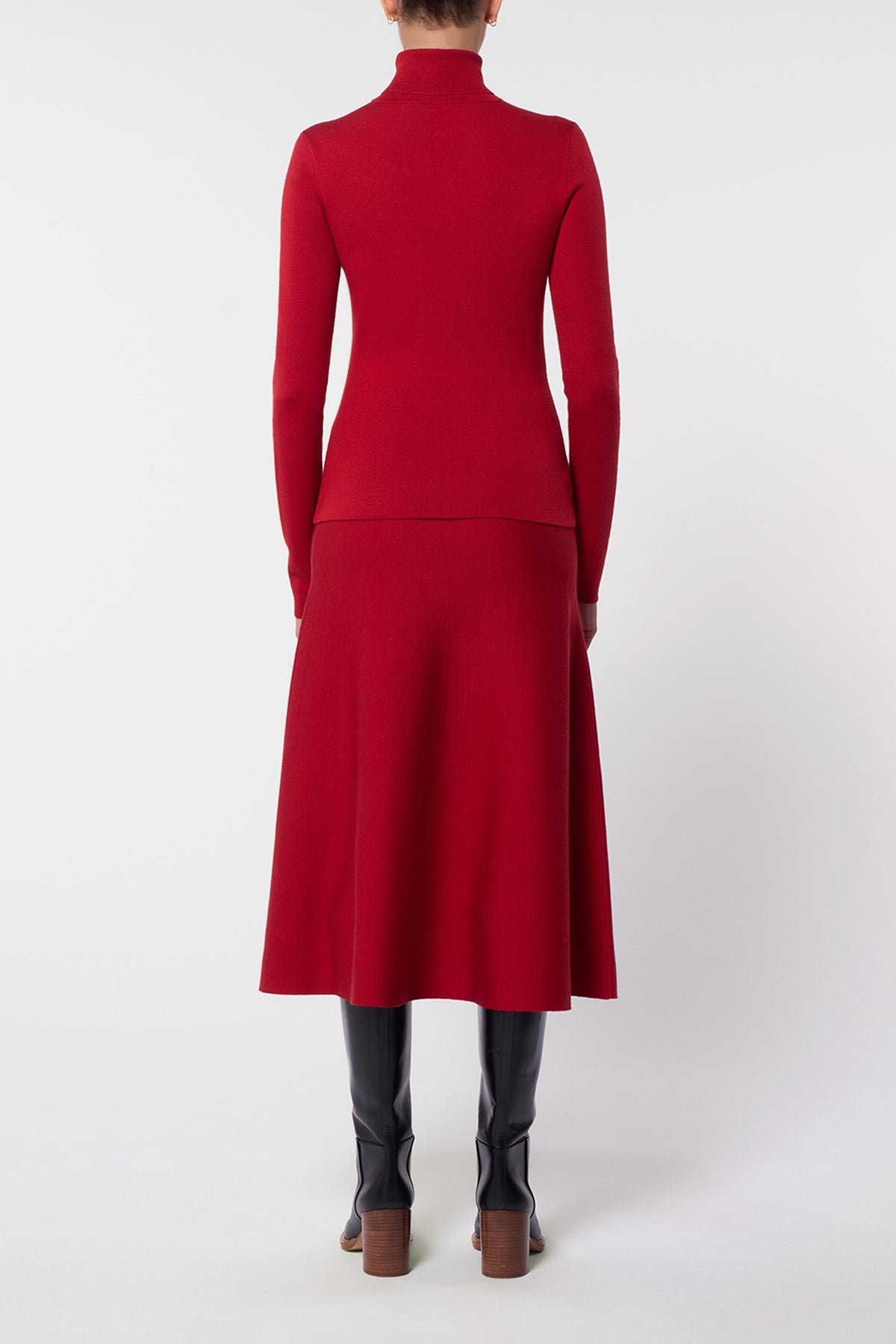 May Knit Turtleneck in Scarlet Red Merino Wool Cashmere - 4