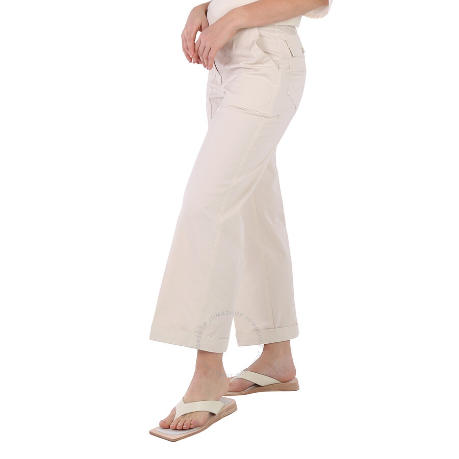 Moncler Ladies Natural Logo Patch Straight Leg Pants - 5