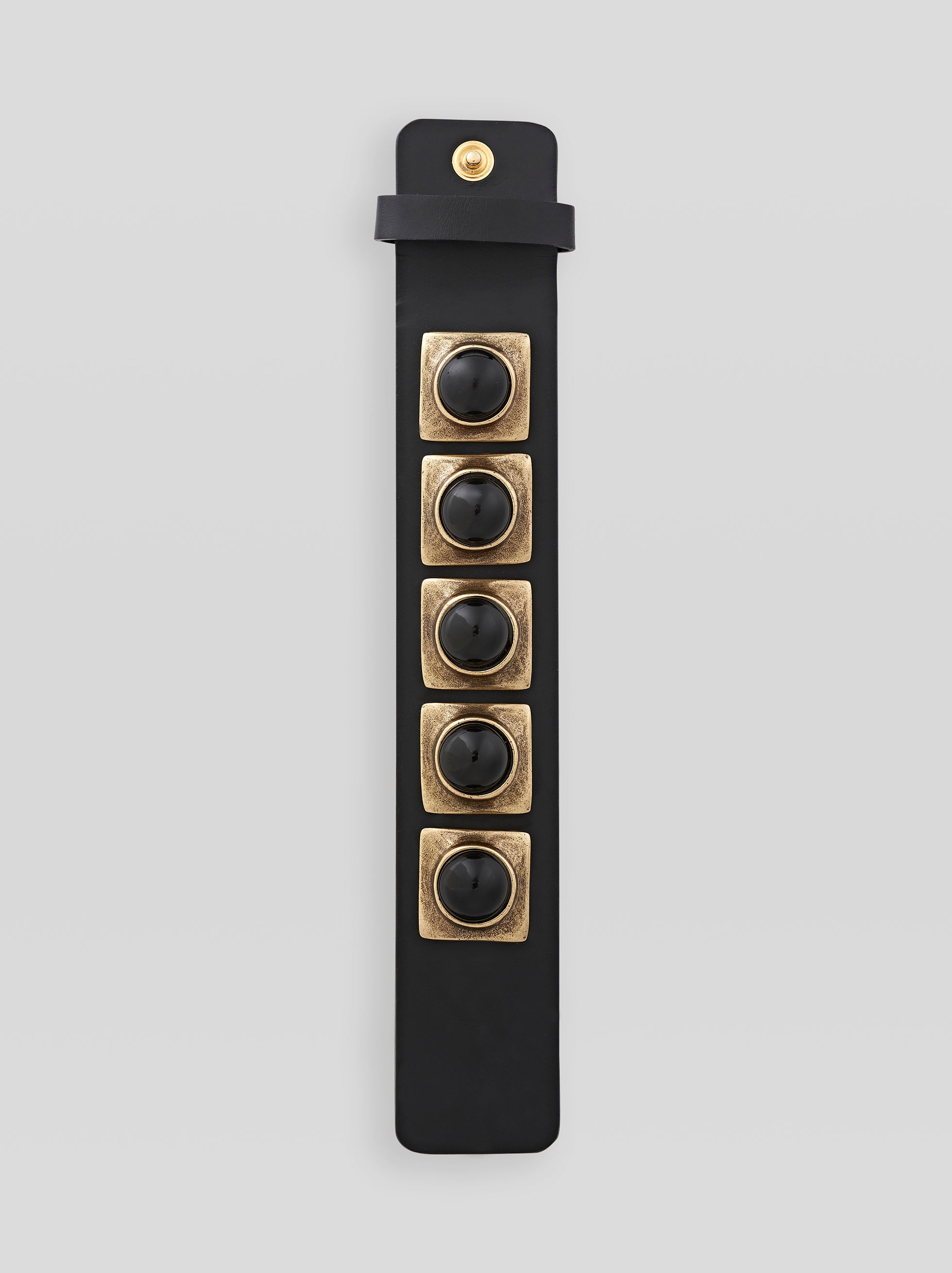 MAXI LEATHER BRACELET WITH STUDS AND STONES - 3