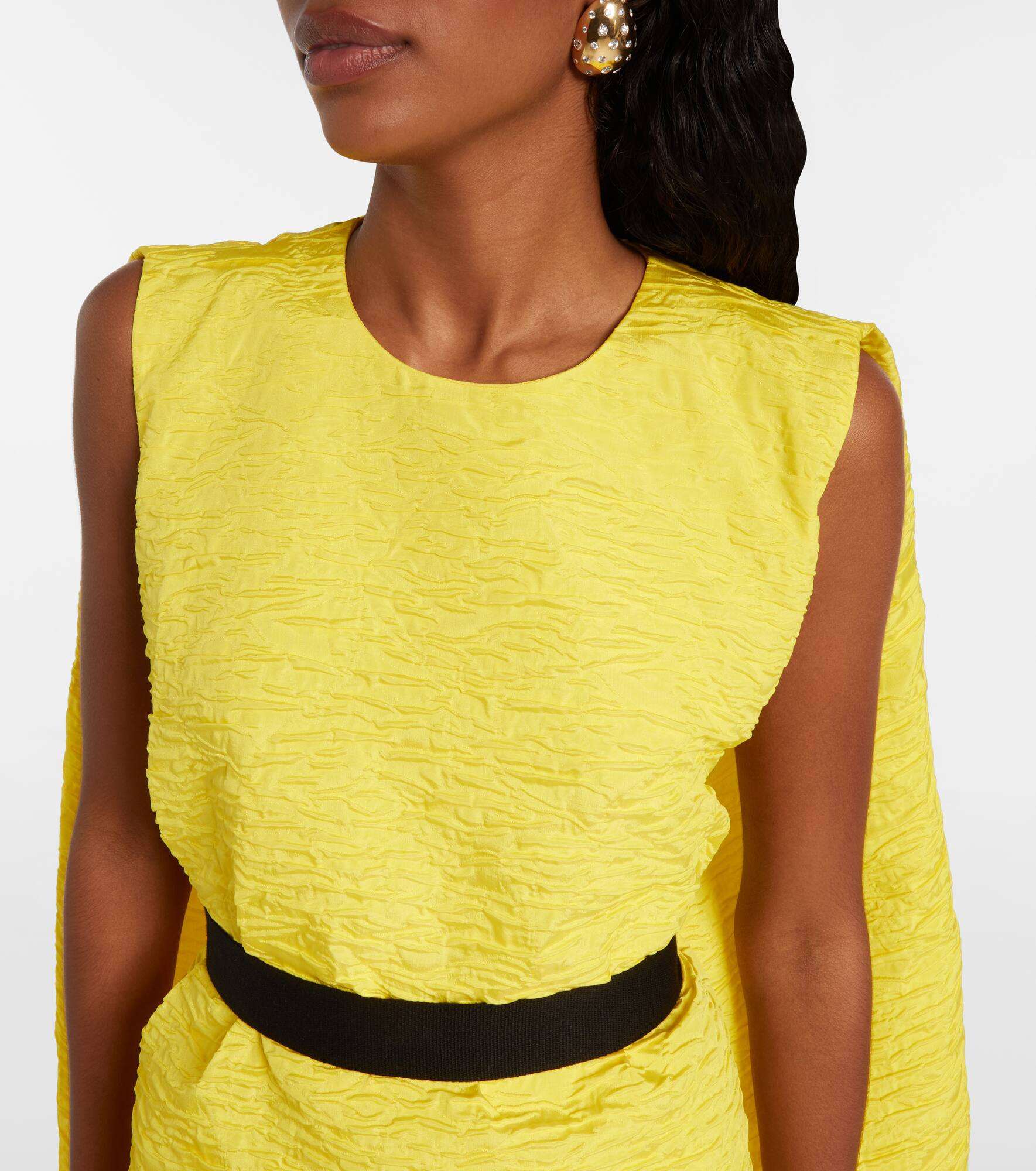 Elia caped ruffled cloque minidress - 4