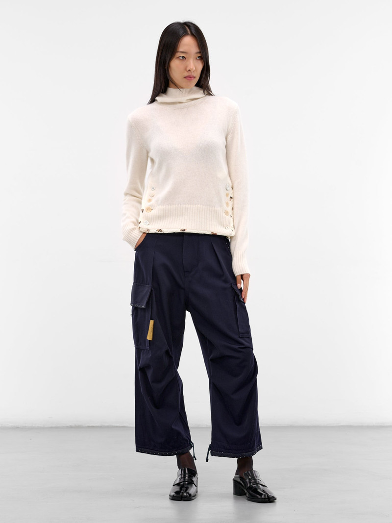 UNDERCOVER Navy Wool Cropped Cargo Pants outlook