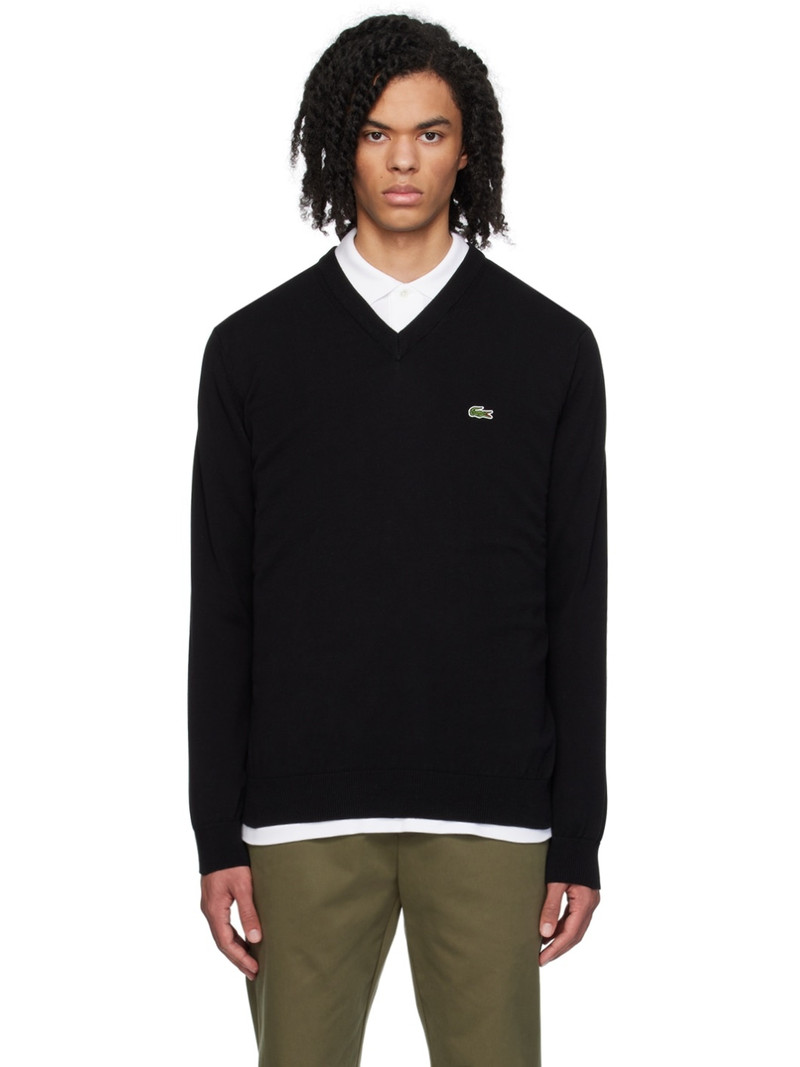 Black V-Neck Sweater - 1