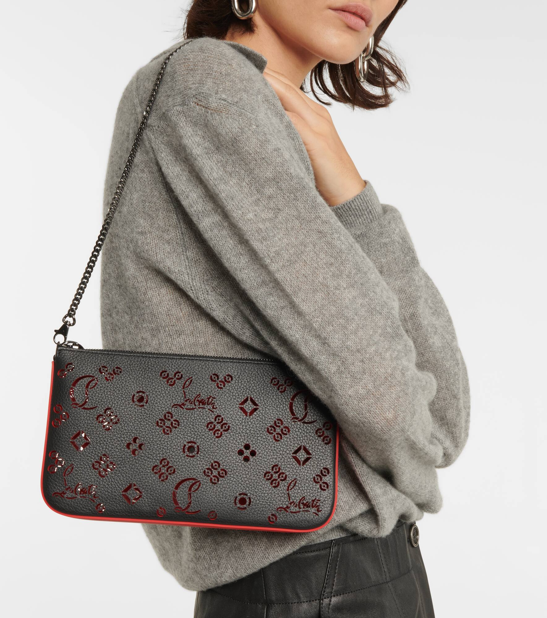 Loubila perforated leather clutch - 2