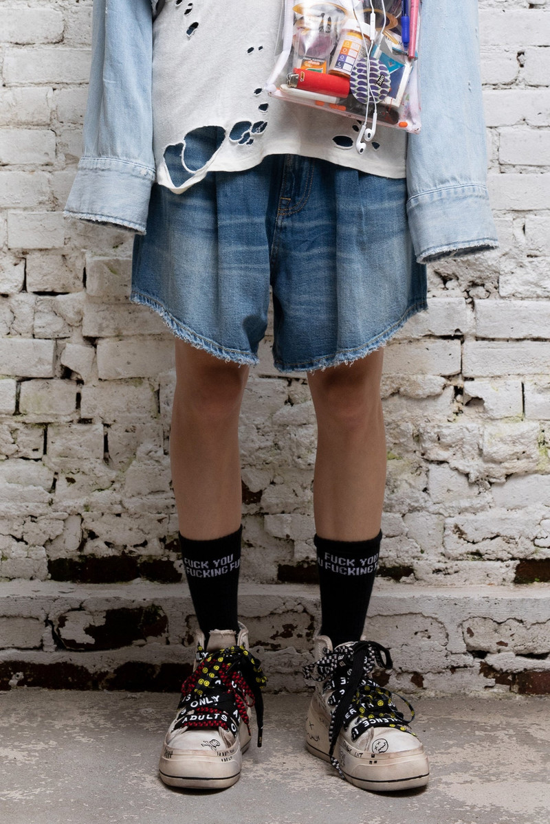 R13 Damon Pleated Short - Cliff Linen Indigo | R13 Denim Official Site outlook