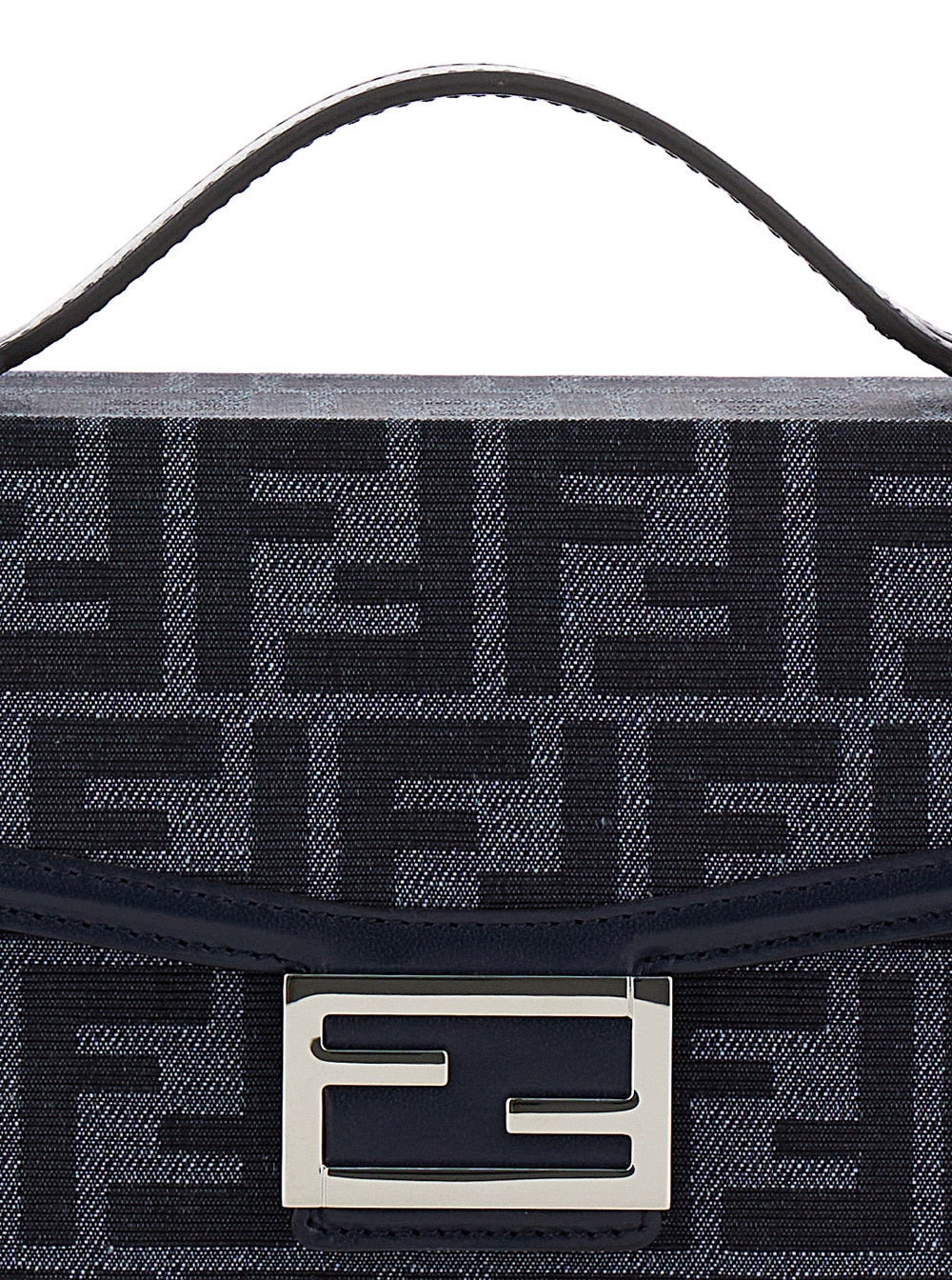 Fendi Men 'Baguette Soft Trunk' Blue Crossbody Bag In Ff Fabric Man - 5