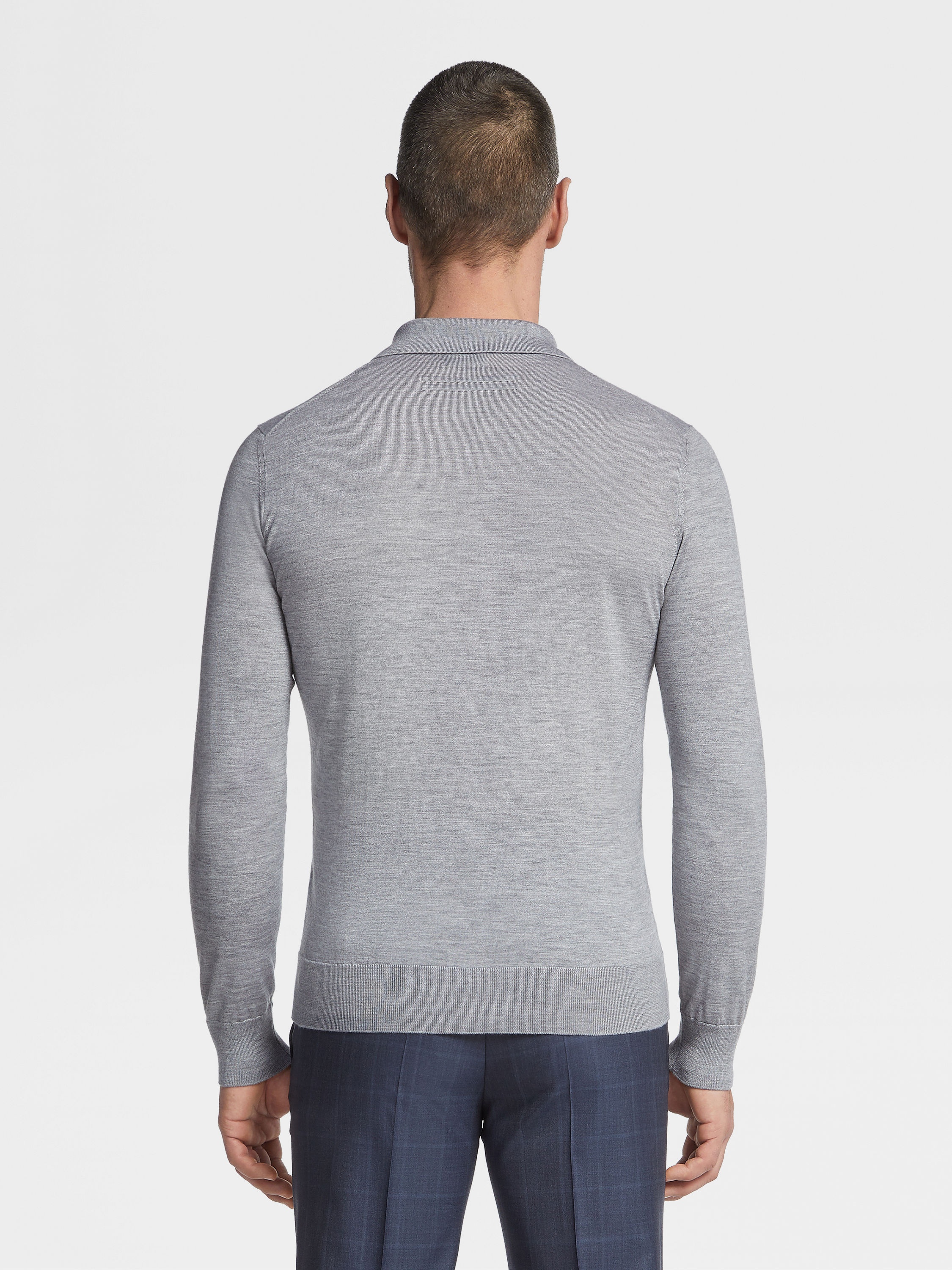 GREY MÉLANGE CASHSETA POLO SHIRT - 3