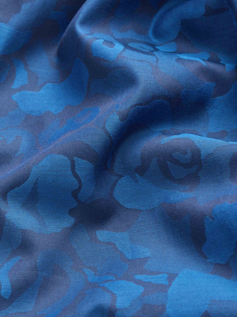 Men's Classic Fit Pajamas Cotton Jacquard Navy Blue Camo Rose Weave 5