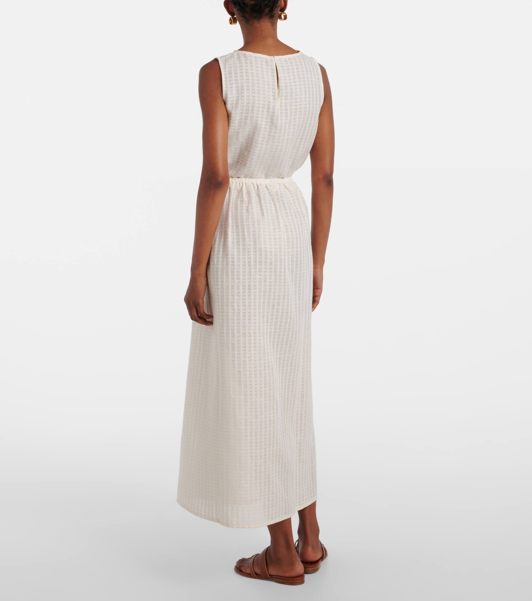 Kobe checked cotton and linen crop top - 3