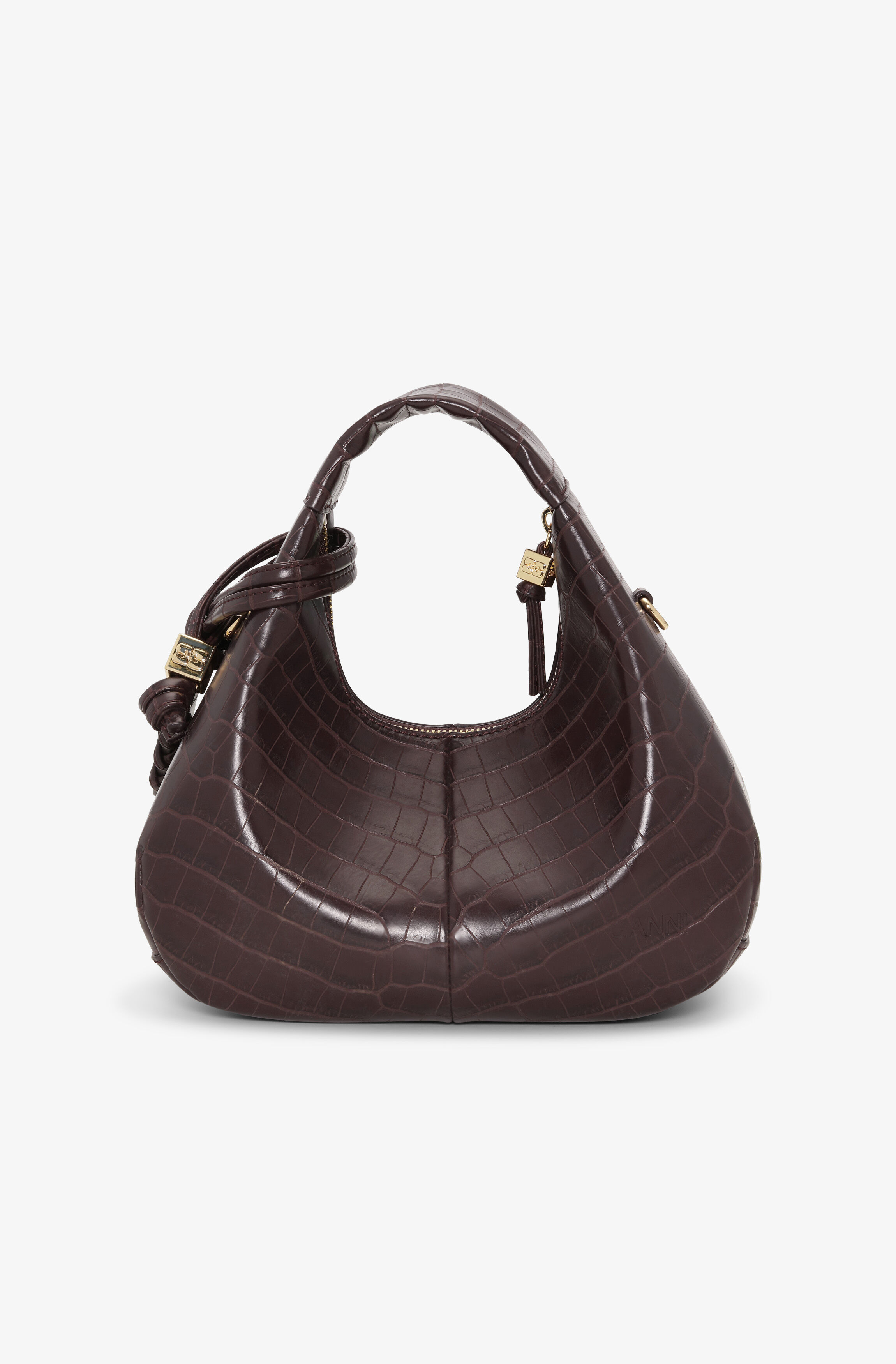 BROWN CROCO MINI HOBO BAG - 3