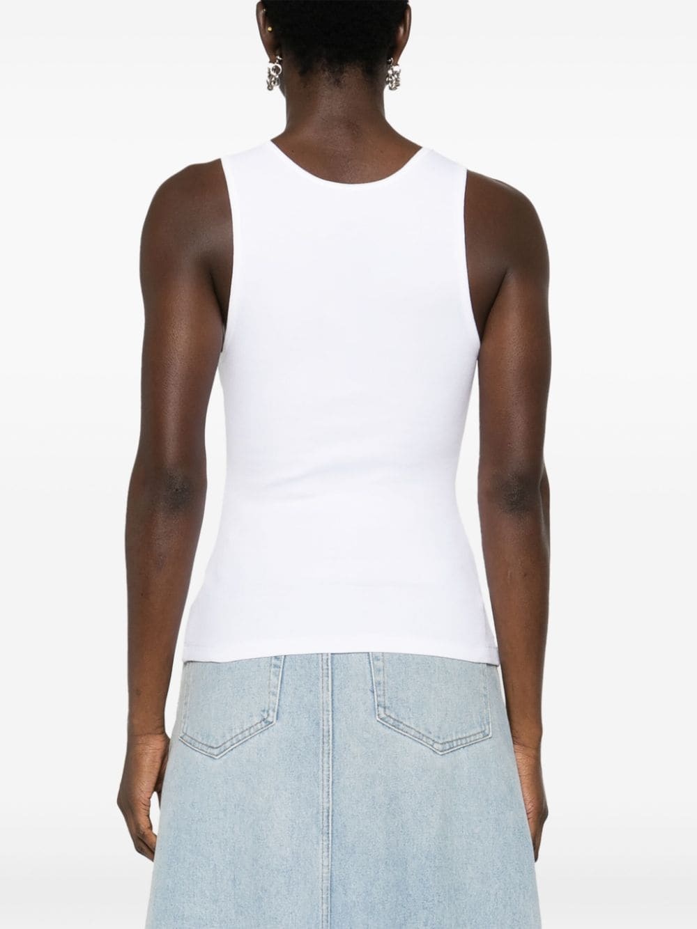 numbers-motif ribbed tank top - 4