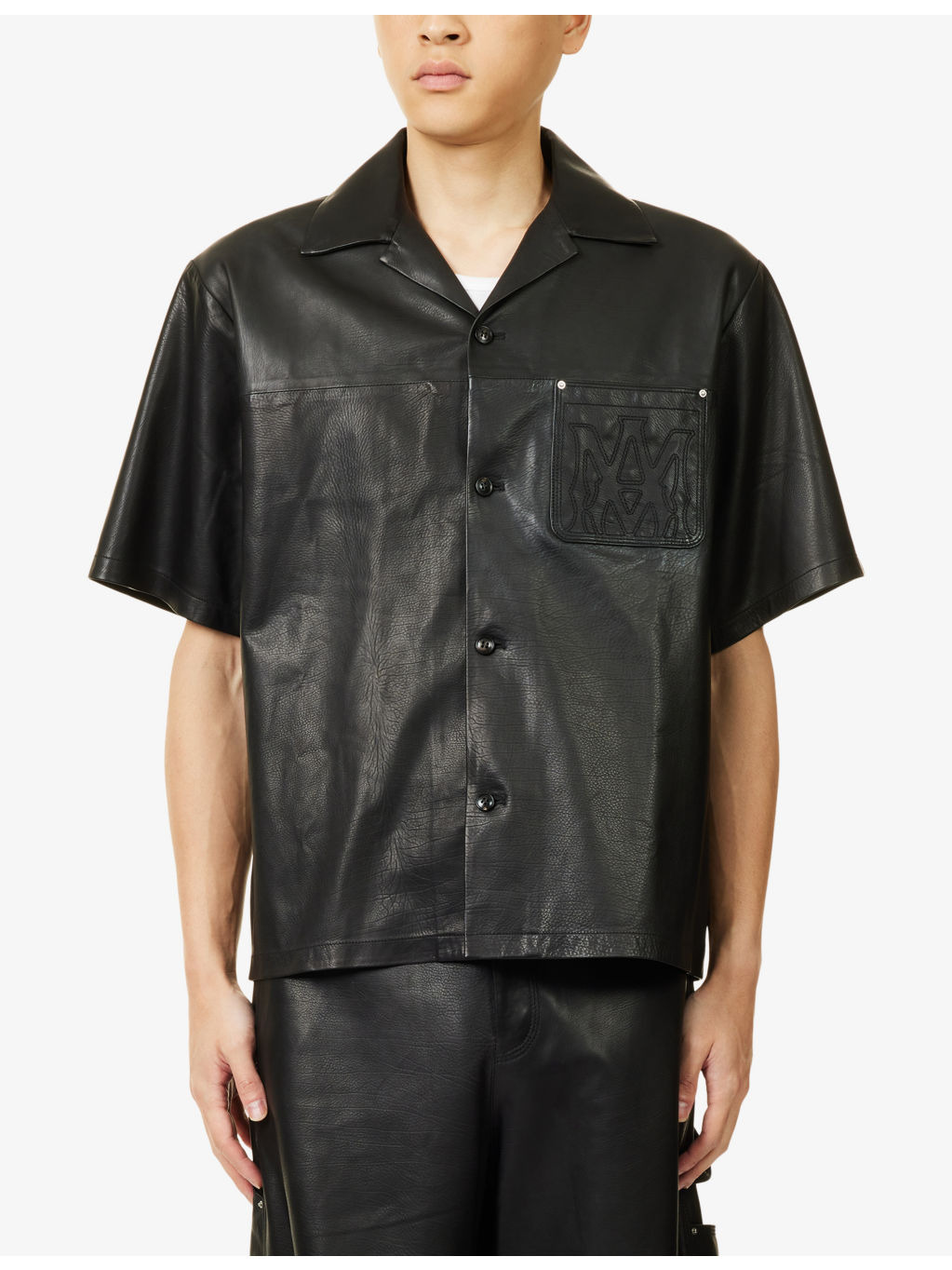 Short-Sleeve Leather Camp Shirt - 3