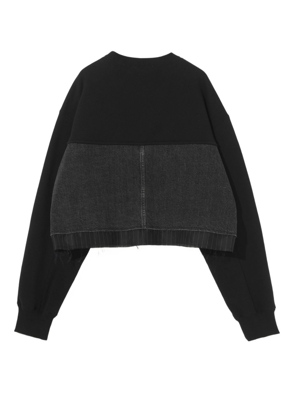 denim-panel cropped sweatshirt - 2