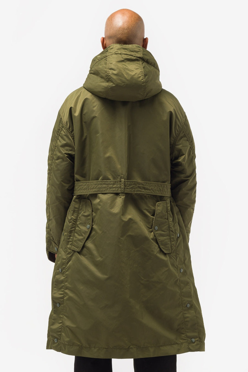 Engineered Garments Storm Coat in Olive Flight Satin Nylon