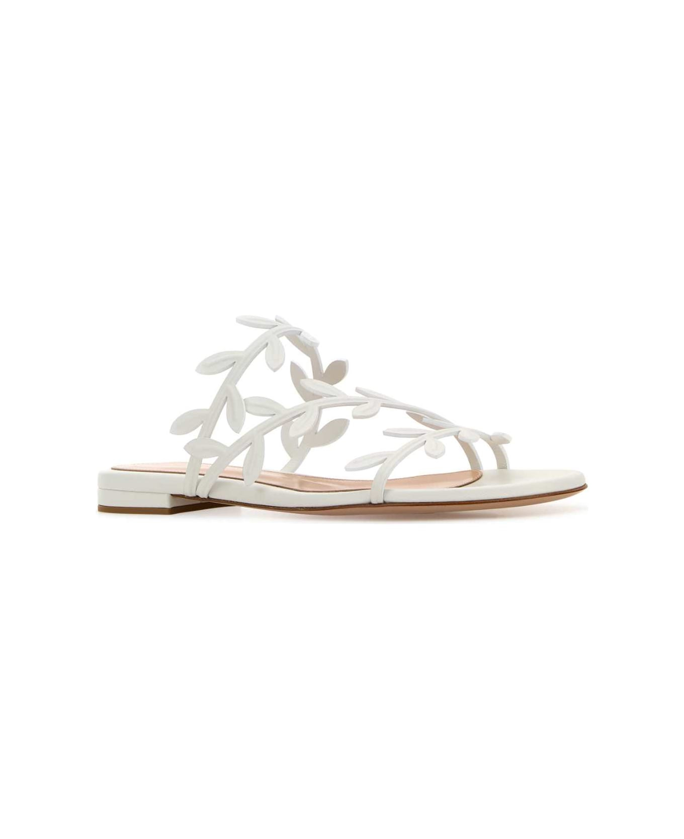 White Nappa Leather Flavia Slippers - 2