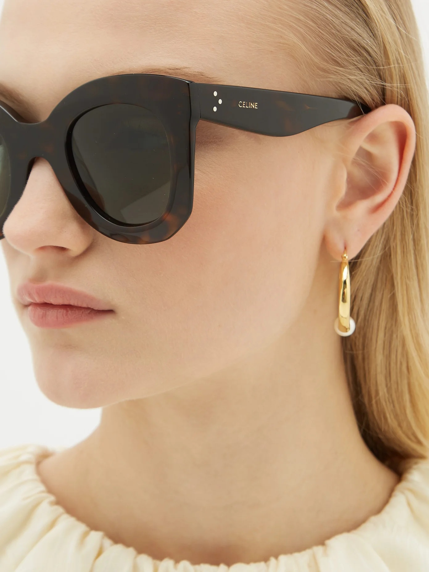 Oversized round tortoise-effect acetate sunglasses - 3